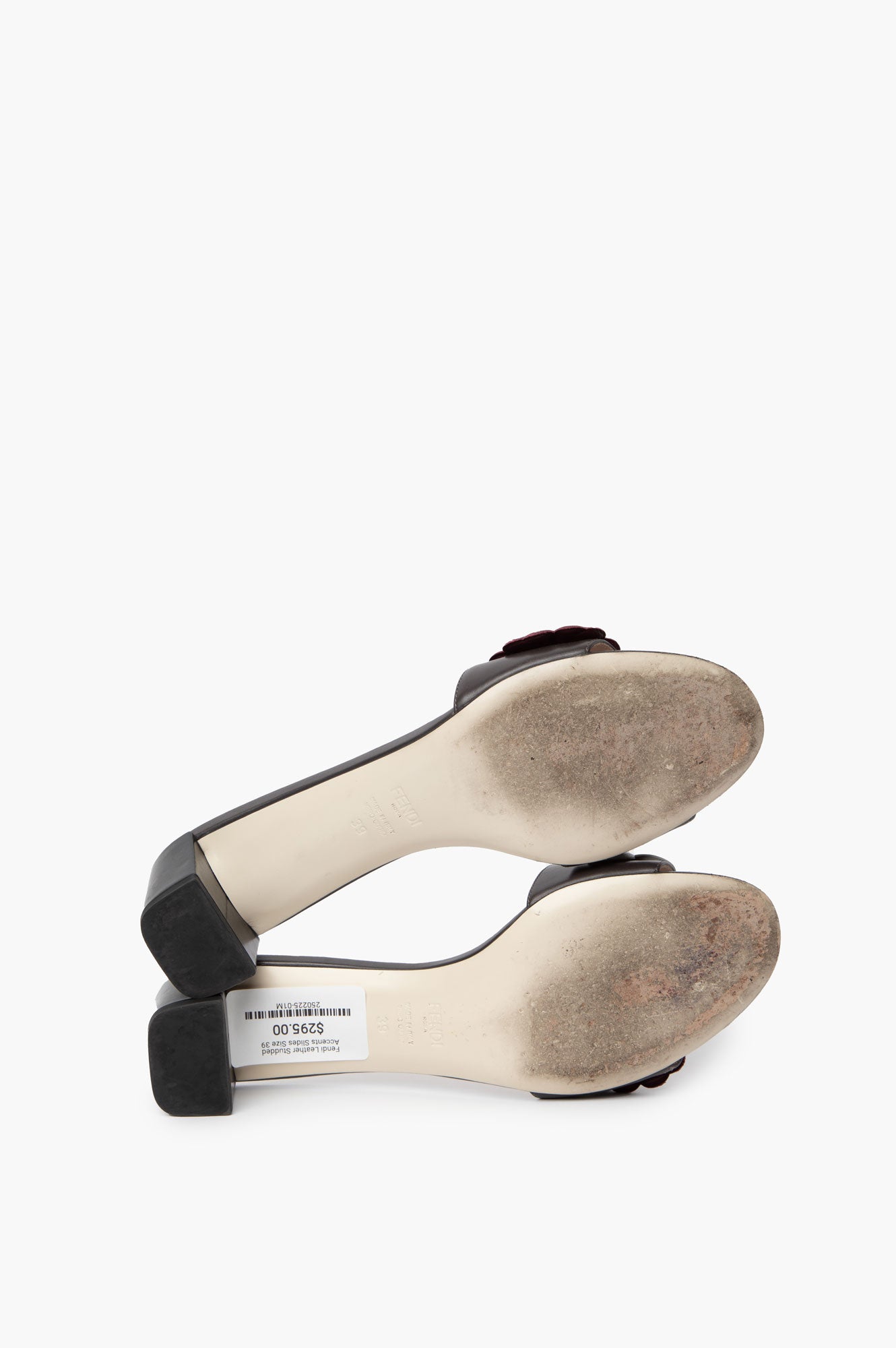 Fendi Leather Studded Accents Slides Size 39