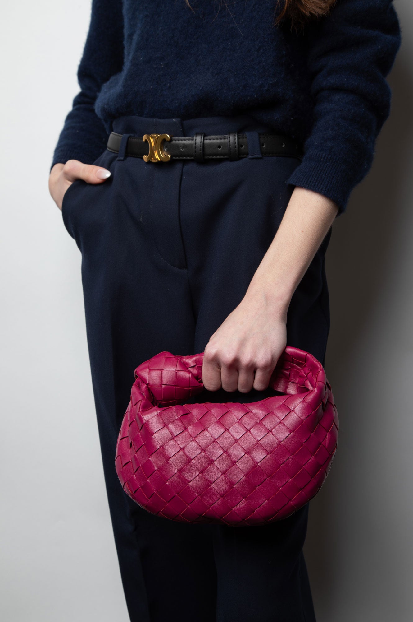 Bottega Veneta Pink Mini Intrecciato Jodie Bag