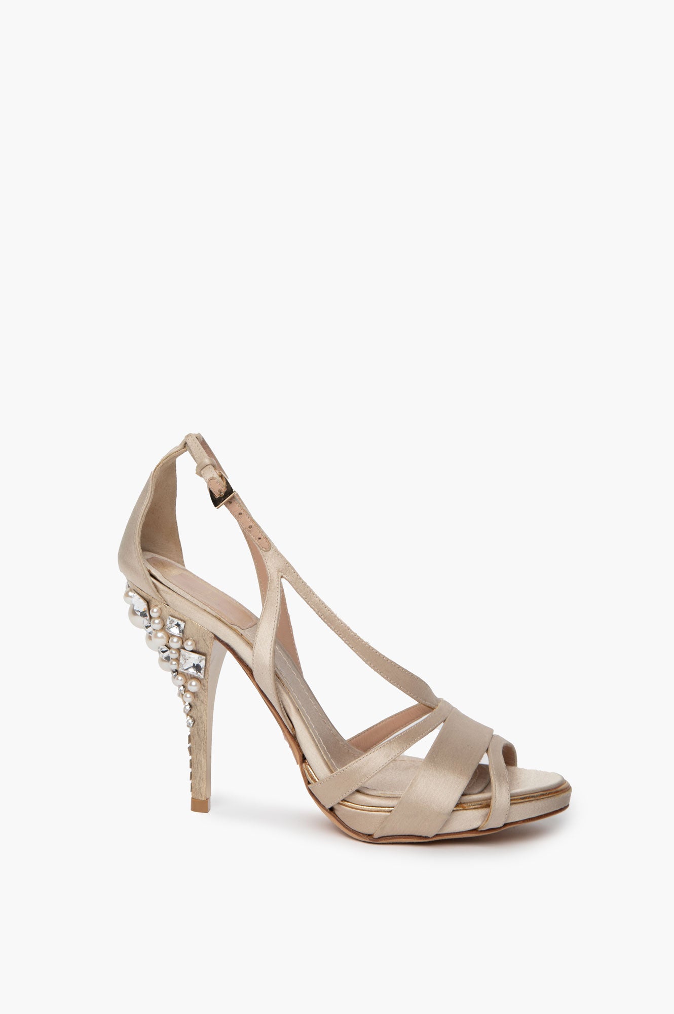 Christian Dior Champagne Diamond Pearl Vintage Sandals Size 36