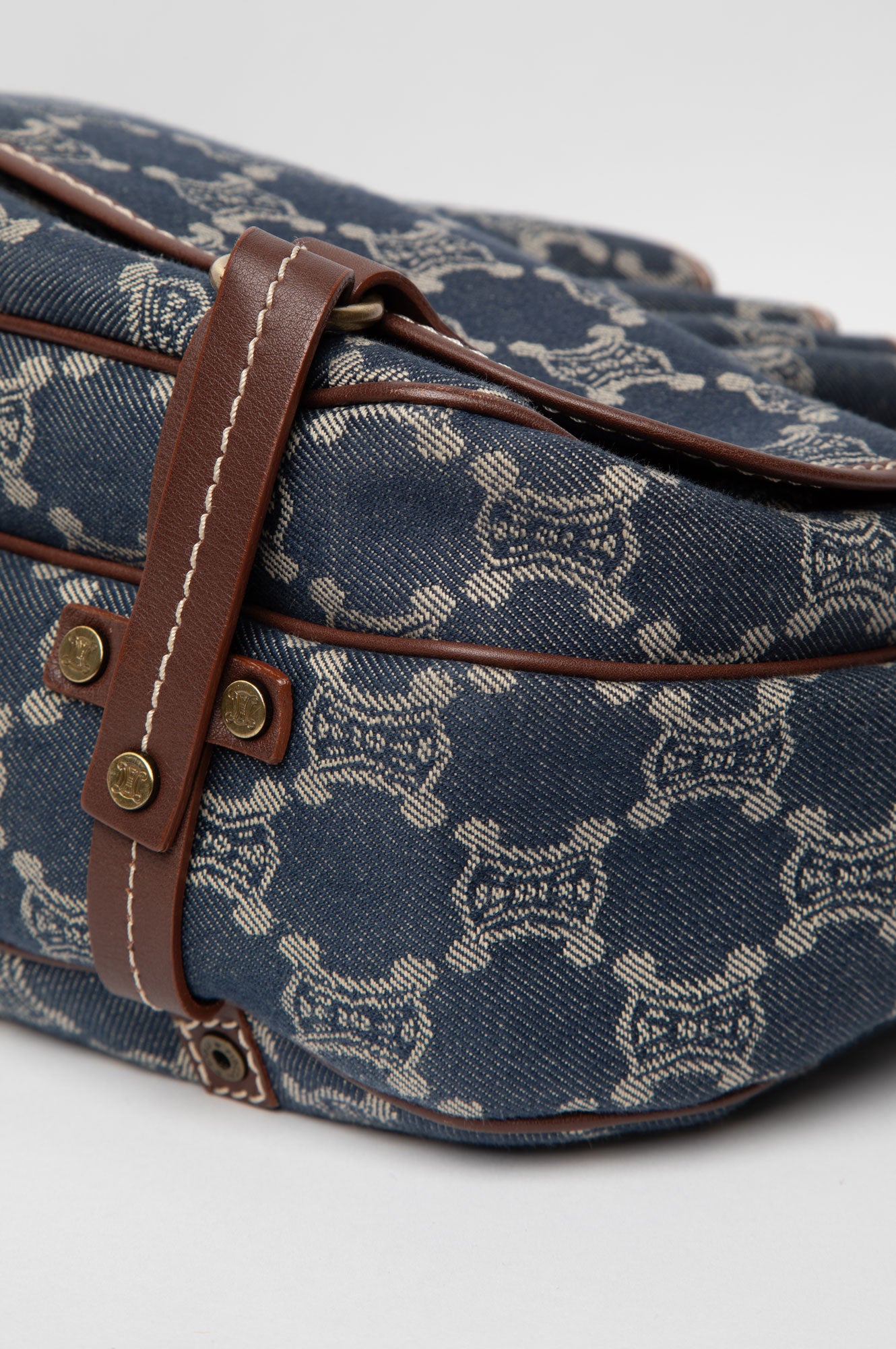 Celine Blue Denim Macadam Shoulder Bag