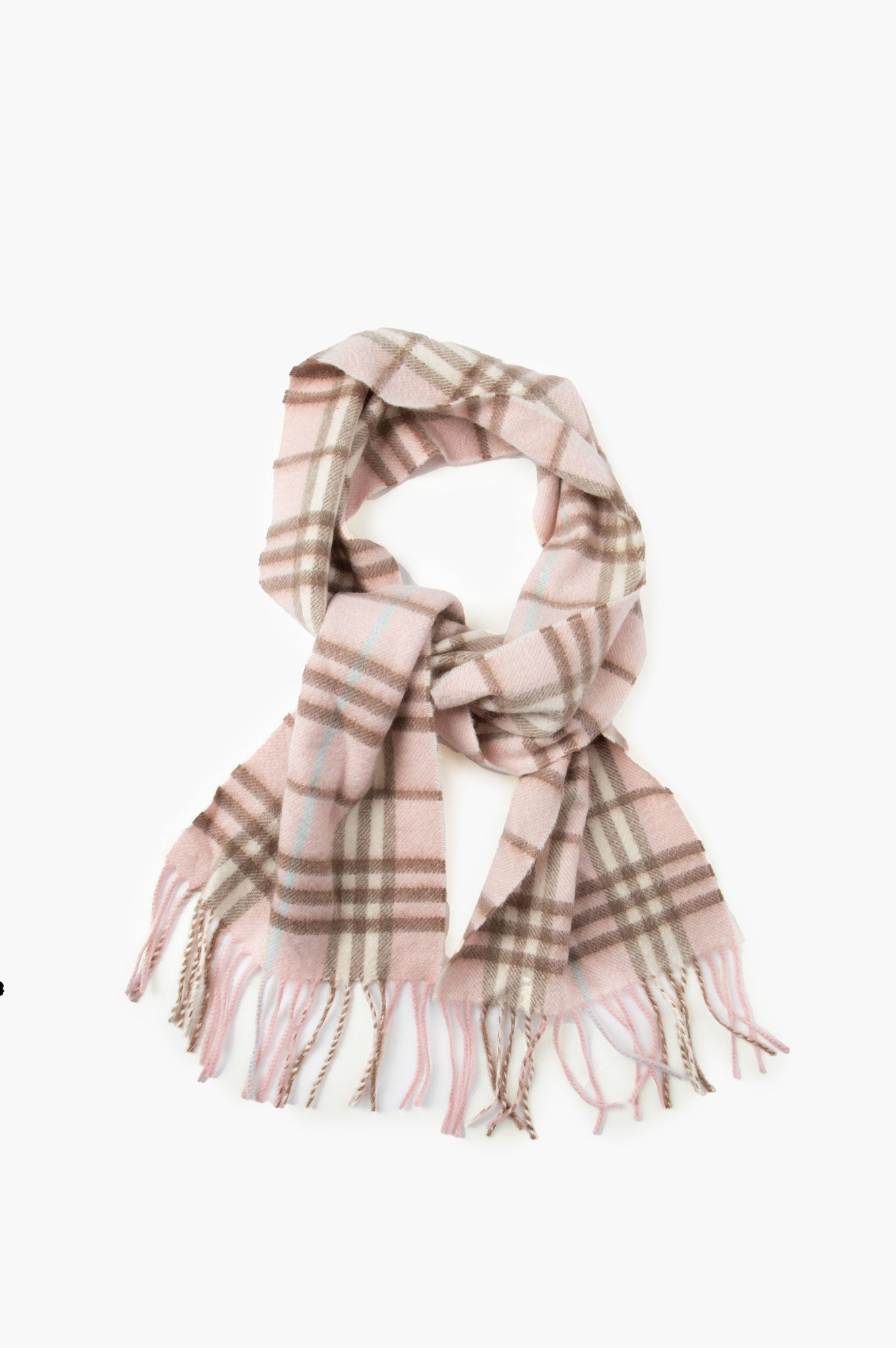 Burberry Pink Check Cashmere Scarf