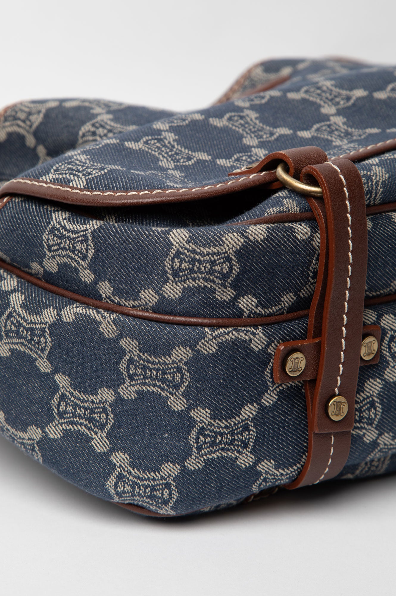 Celine Blue Denim Macadam Shoulder Bag