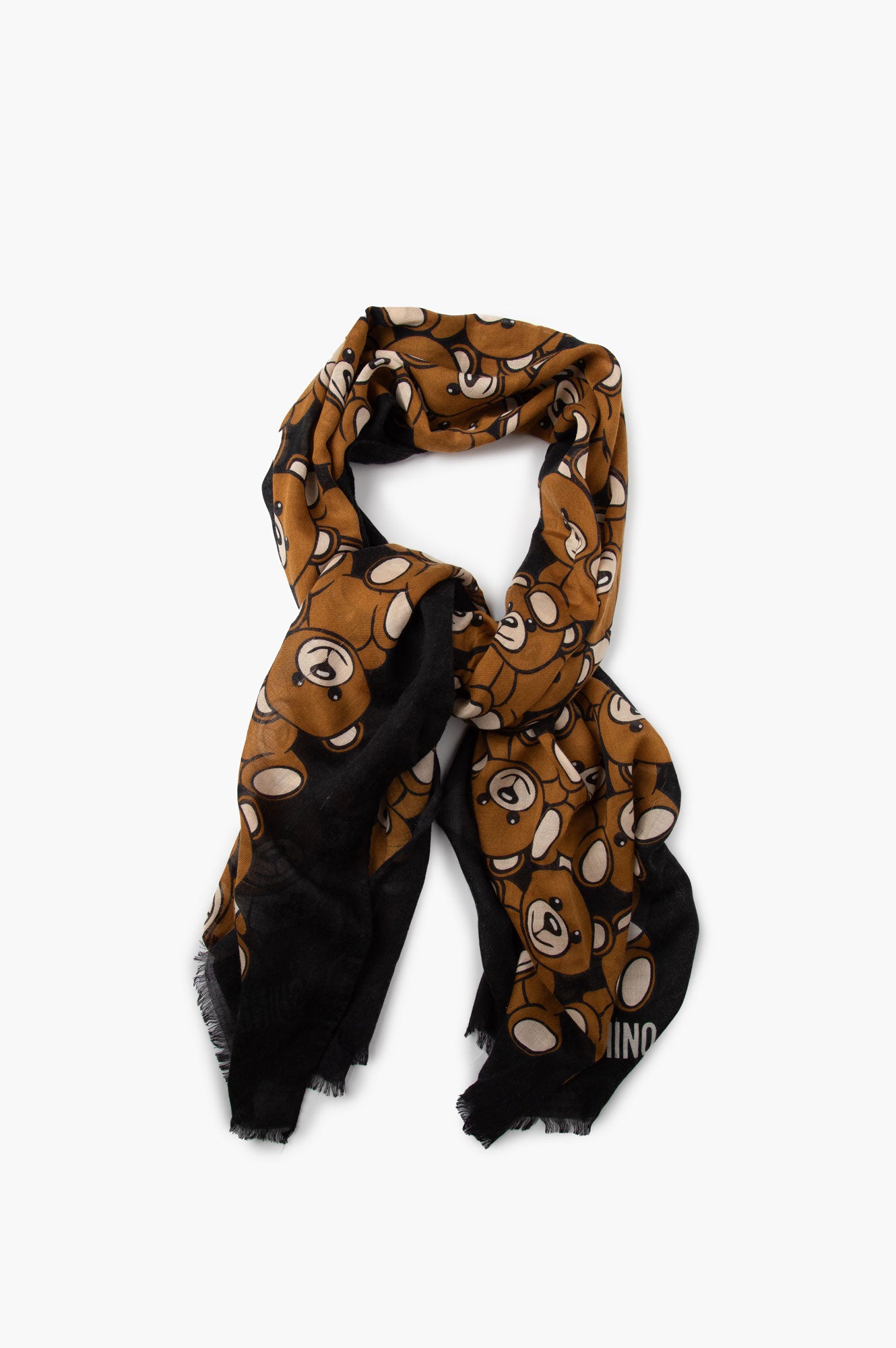 Moschino Cashmere Wool Bear Print Scarf