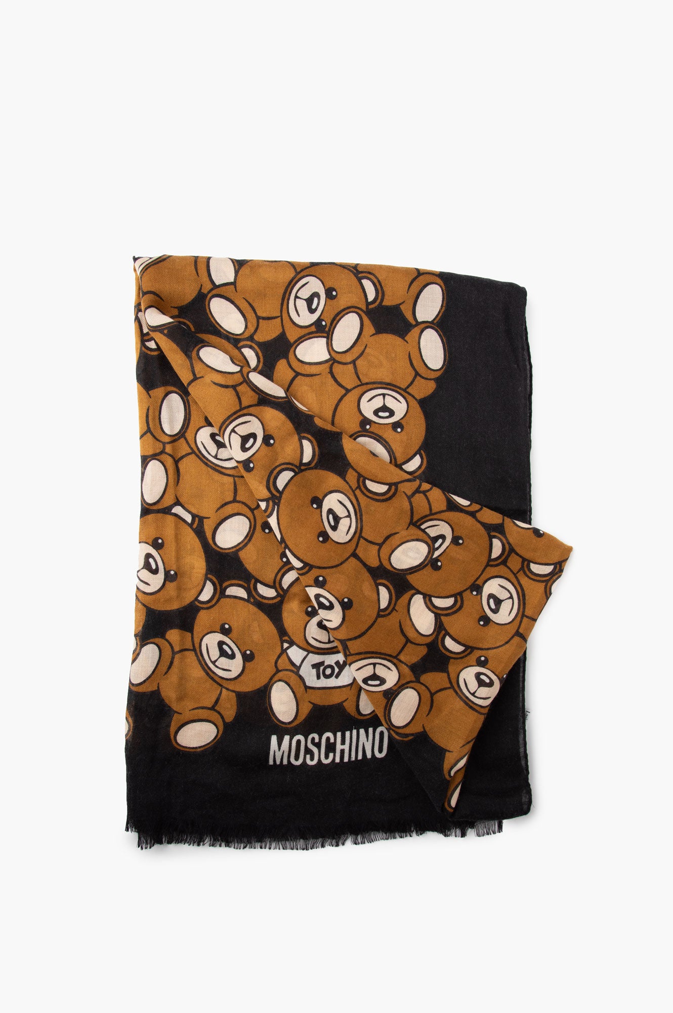 Moschino Cashmere Wool Bear Print Scarf