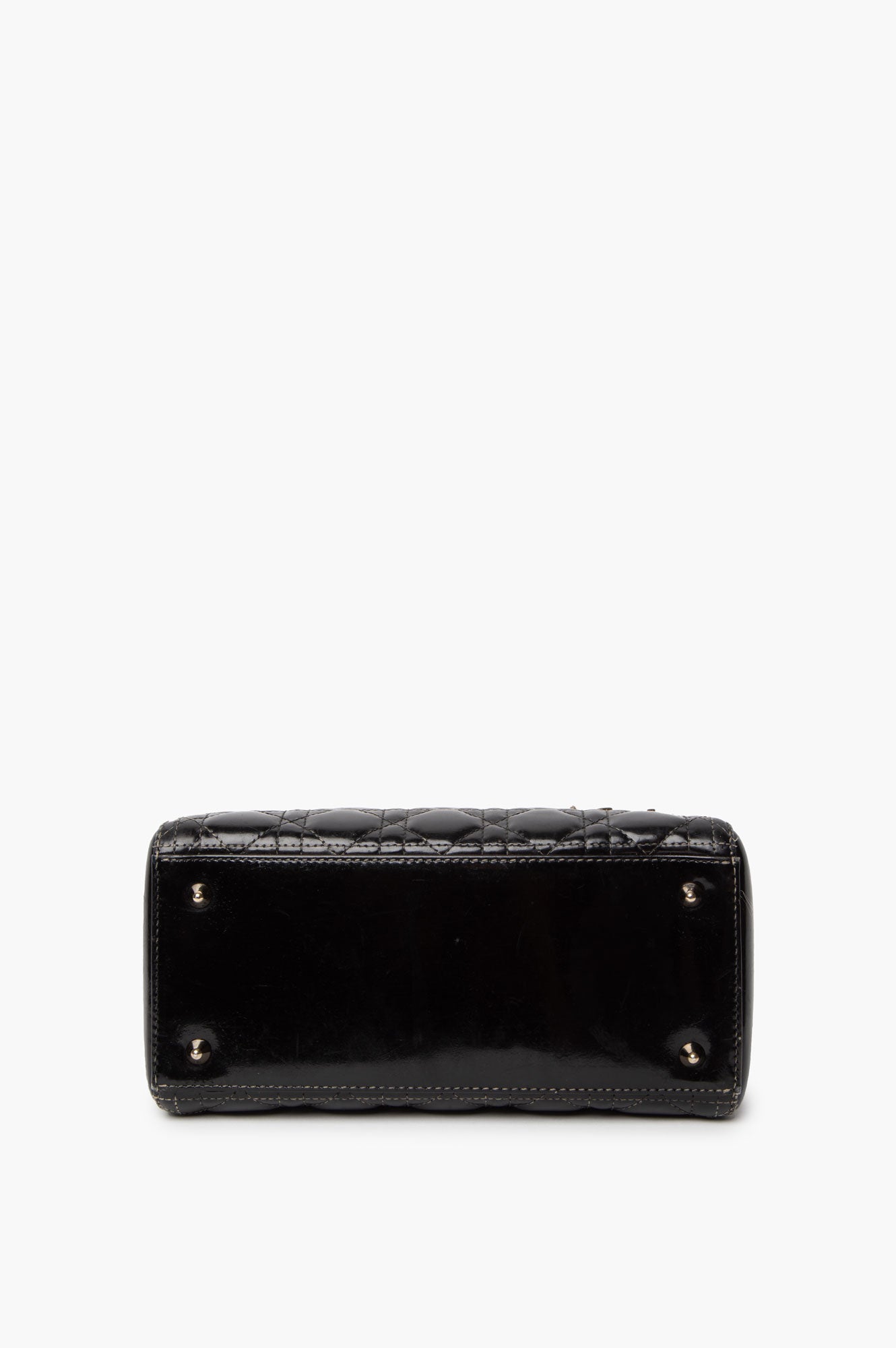 Christian Dior Black Lady Dior Medium Patent Cannage Leather Bag