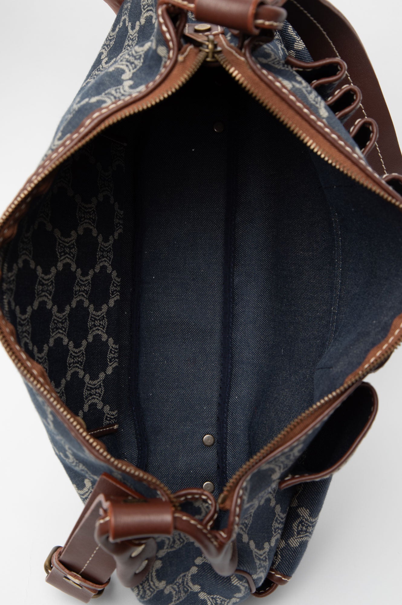 Celine Blue Denim Macadam Shoulder Bag