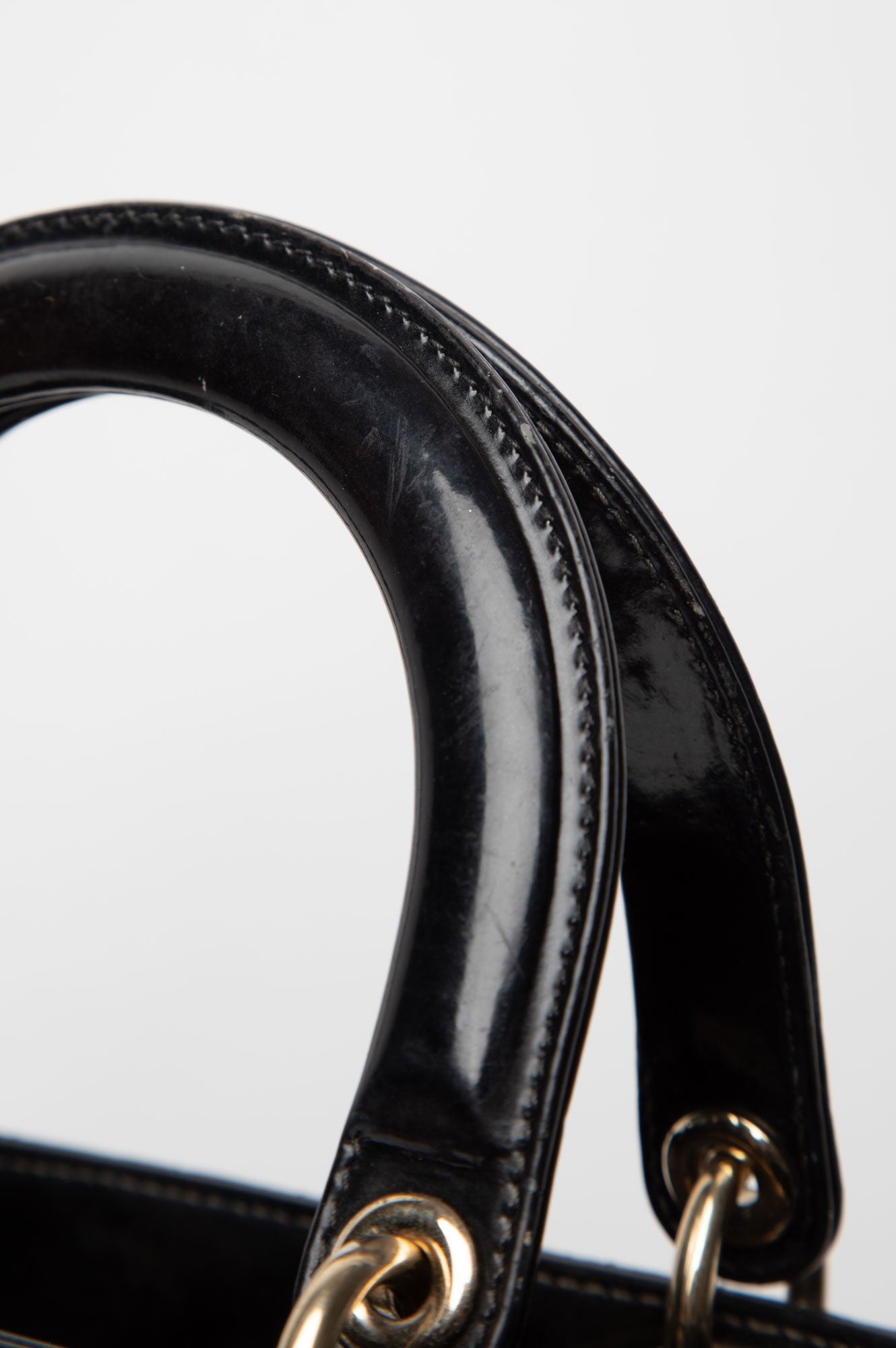 Christian Dior Black Lady Dior Medium Patent Cannage Leather Bag