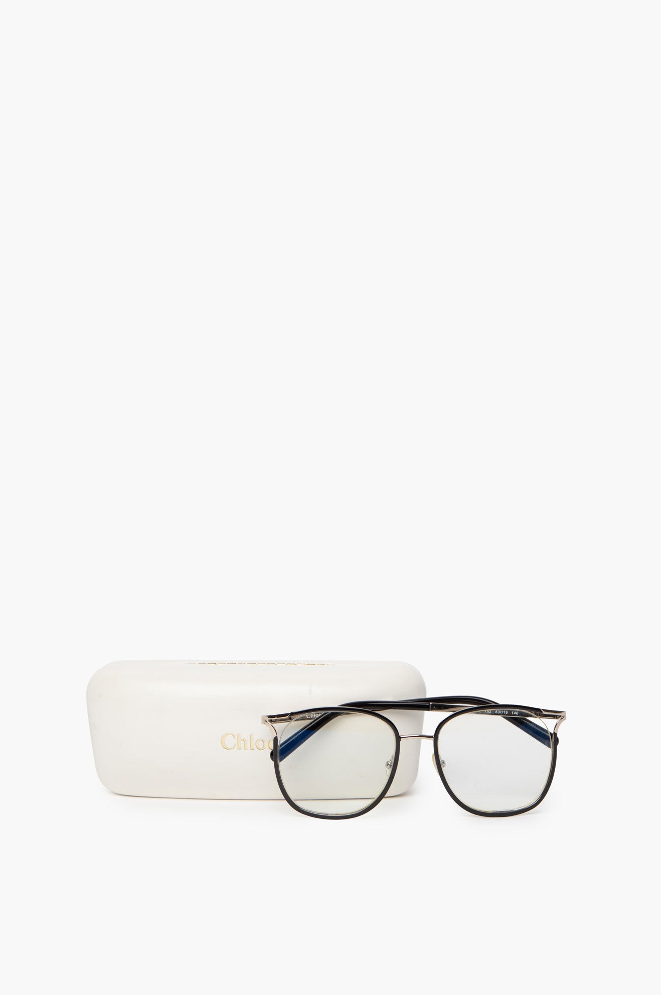 Chloe Black Frame Silver Square Semi Rim Glasses