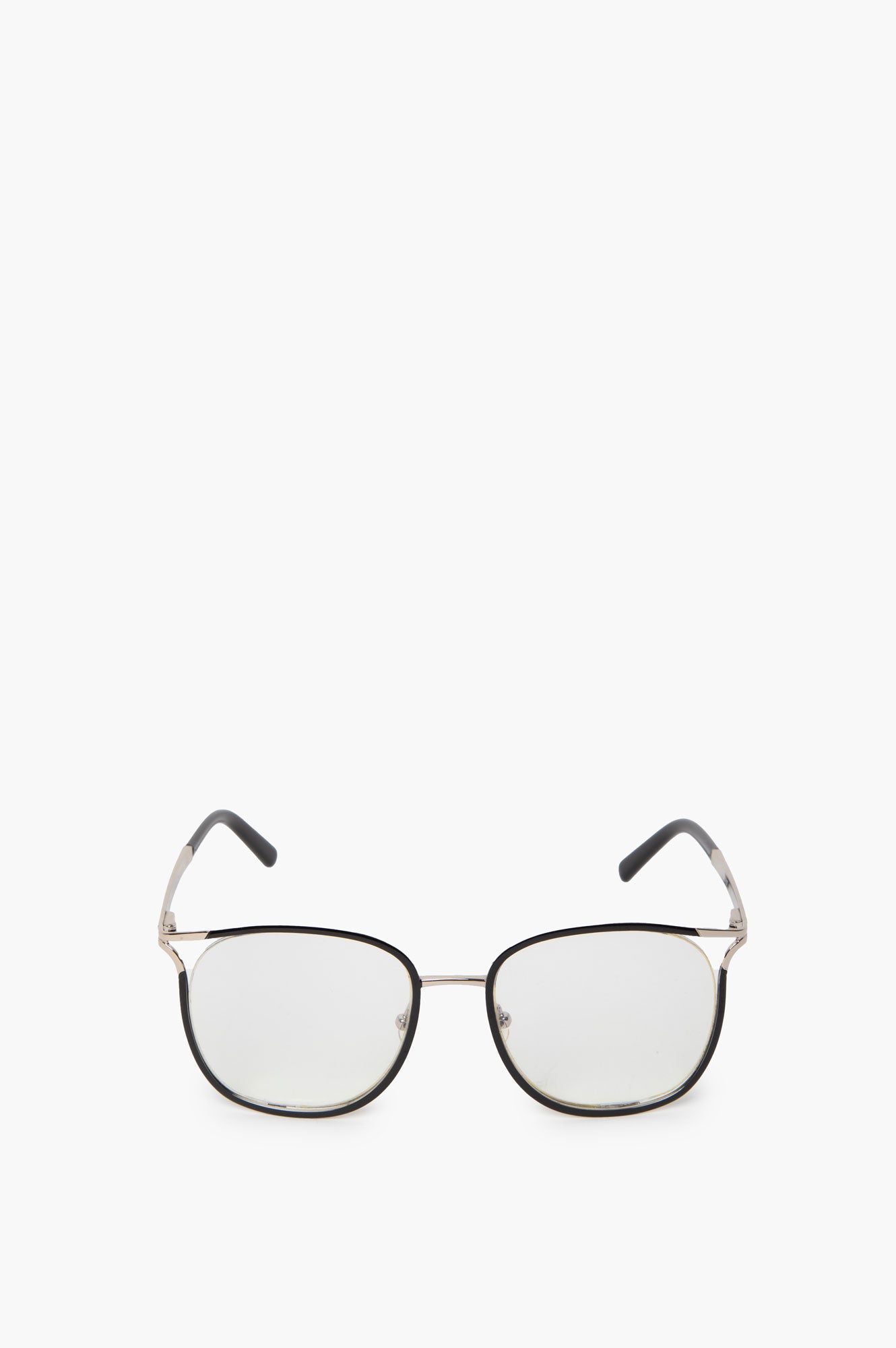 Chloe Black Frame Silver Square Semi Rim Glasses