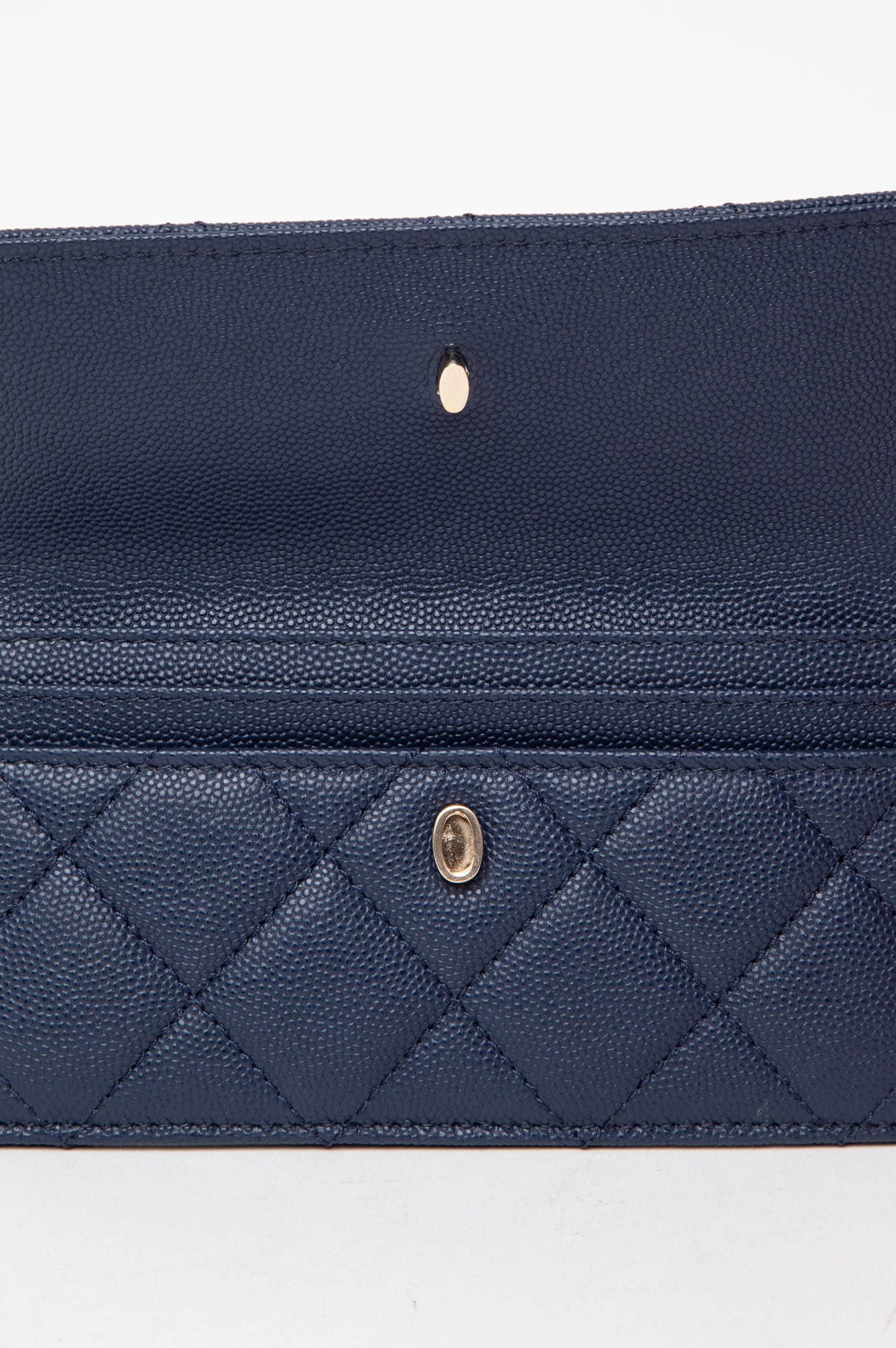 Chanel Dark Blue Caviar Quilted Medium Flap Wallet
