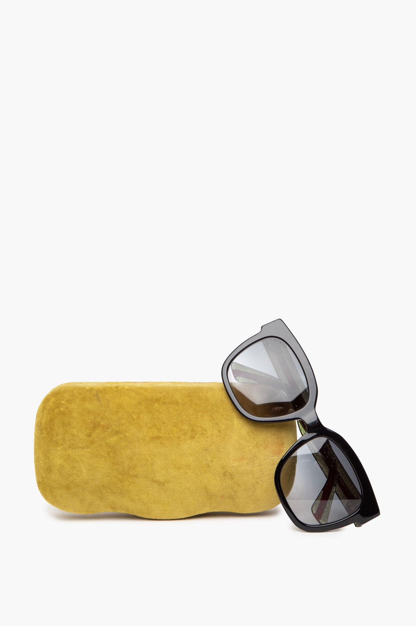 Gucci GG0034SN Black/Web Stripe Square Sunglasses