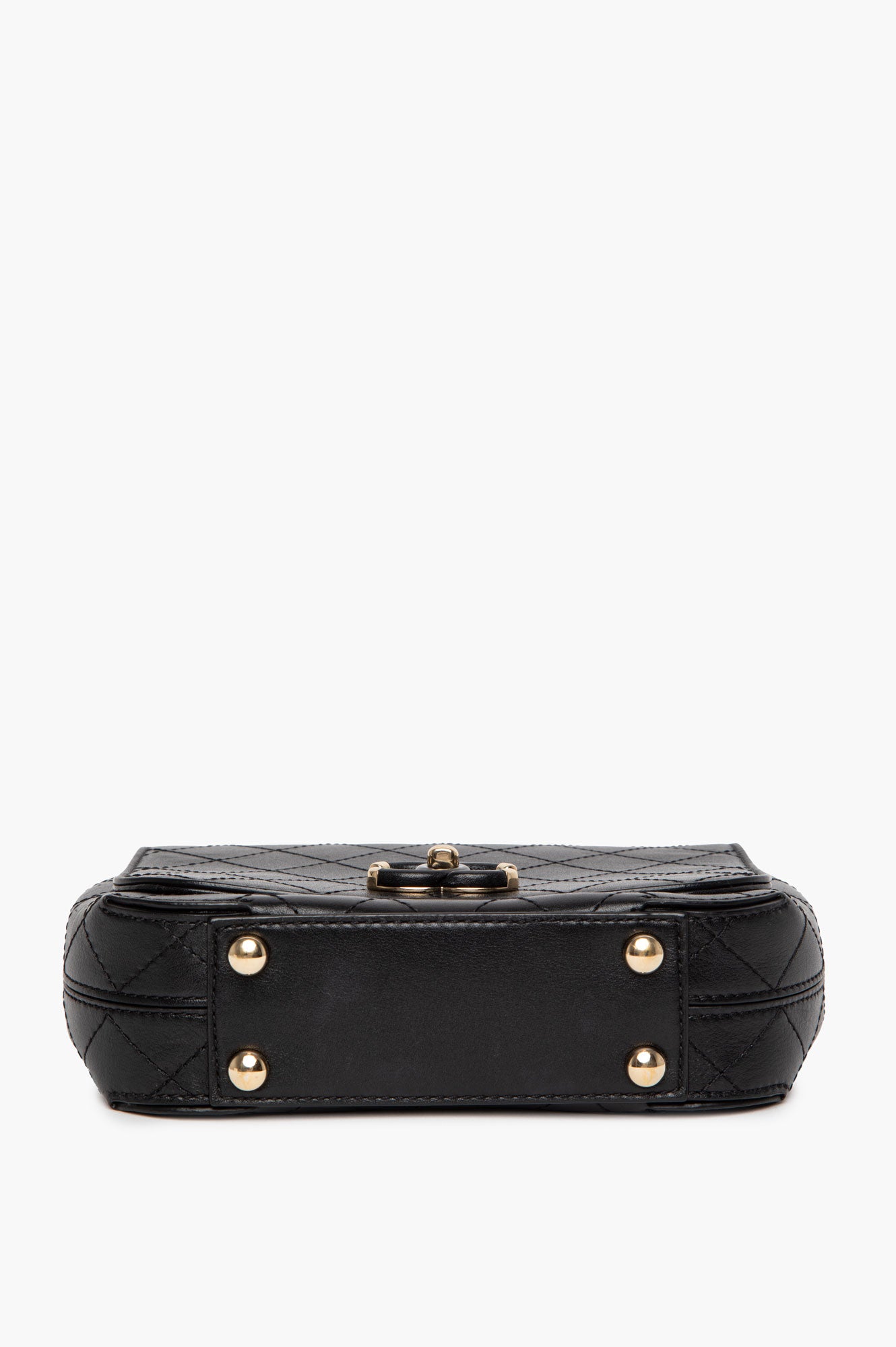 Chanel Black Stitched Calfskin Small Covered CC Flap Bag