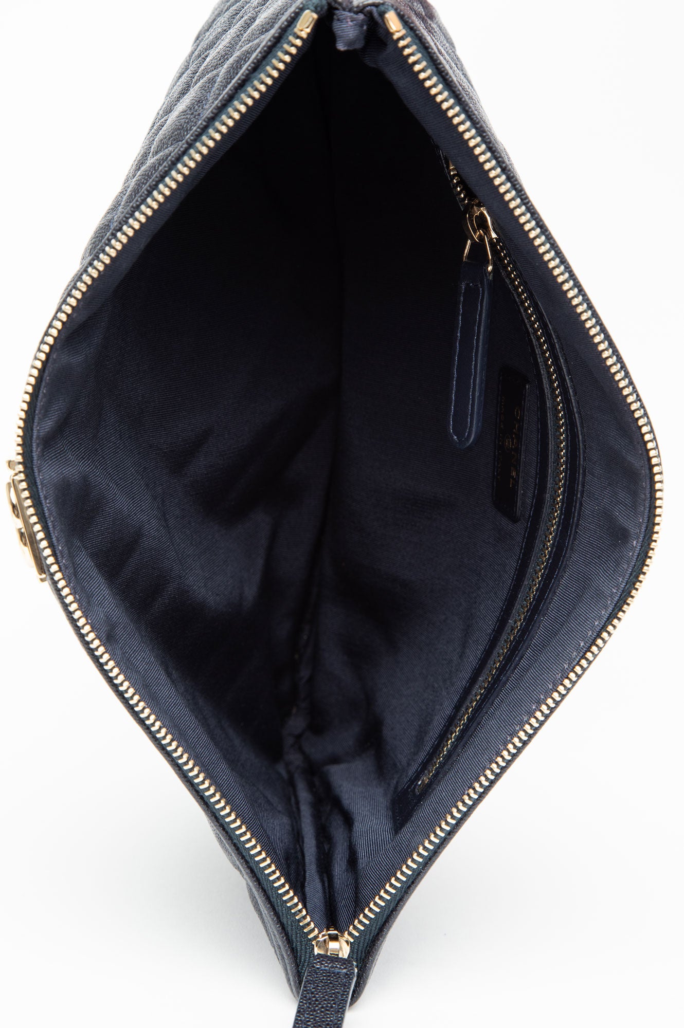 Chanel Navy Blue Caviar Leather Boy Clutch