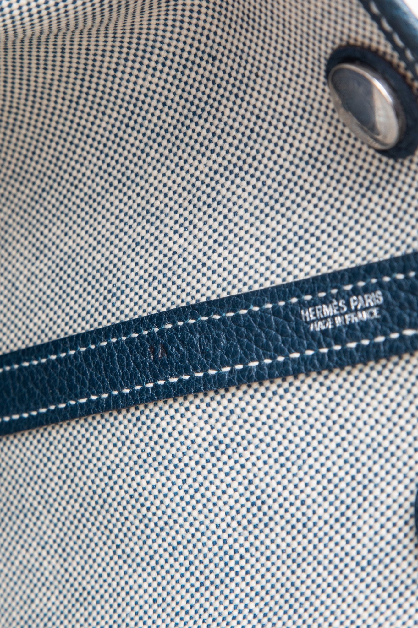 Hermès Navy/Natural Canvas Garden Party 30 Tote