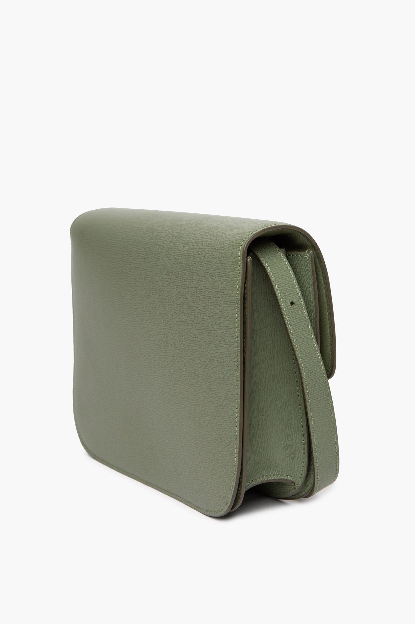Celine Army Green Leige Calfskin Medium Classic Box Bag