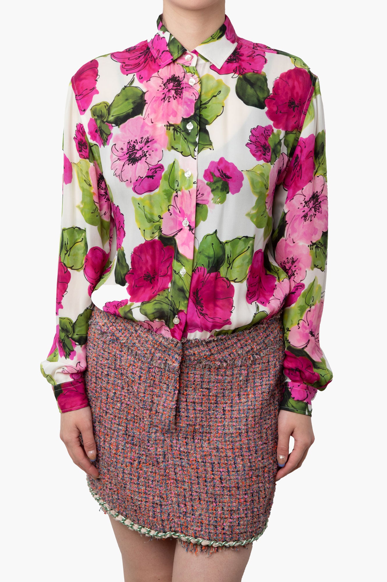 D&G Tweed Chain Silk Peony Dress Size 40