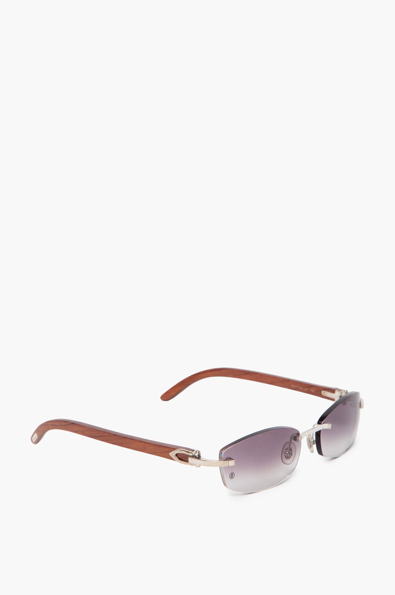 Cartier Light Wood Sunglasses with Platnium C Decor and Gradient Lens