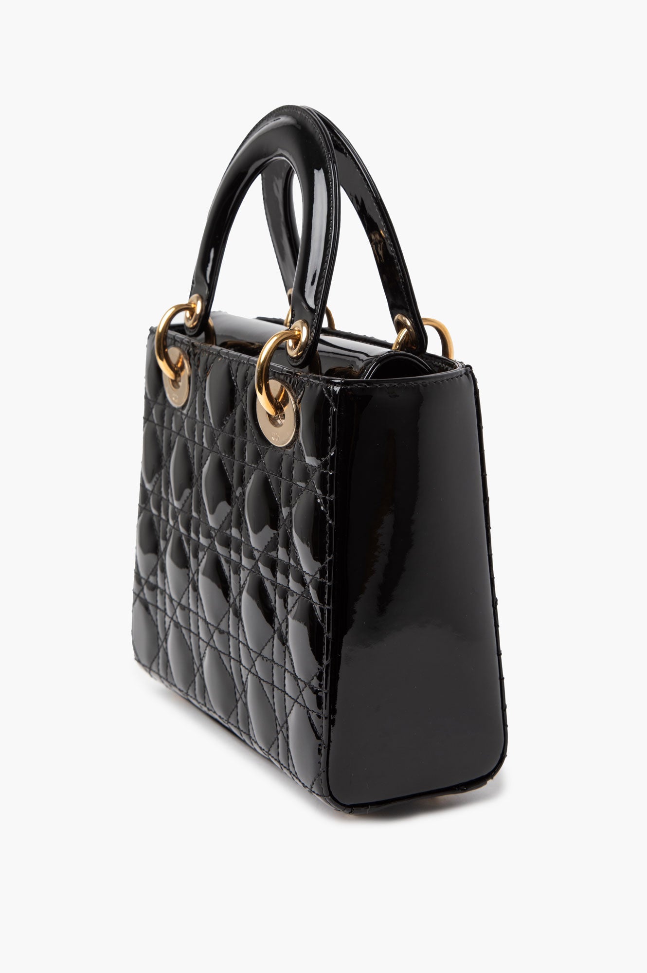 Christian Dior Black Patent Leather Small Lady Dior Bag