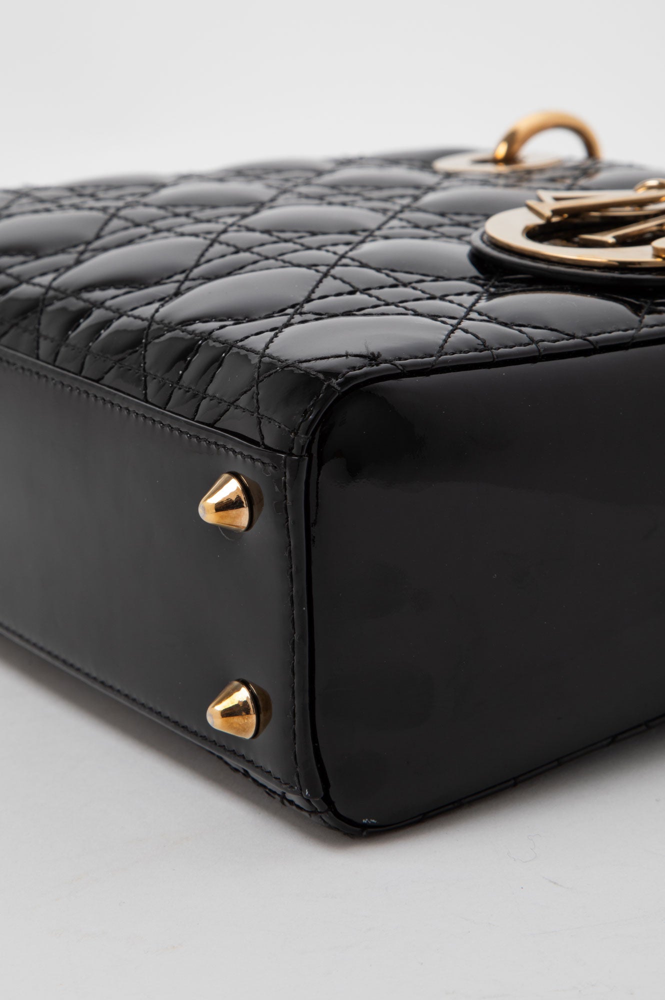 Christian Dior Black Patent Leather Small Lady Dior Bag
