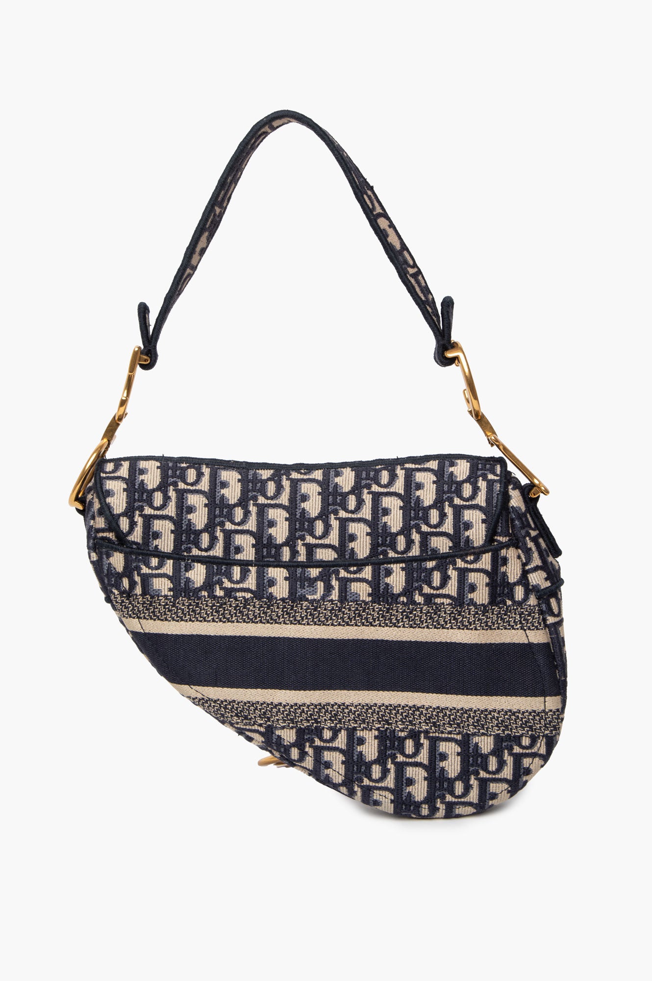 Christian Dior Blue Oblique Medium Saddle Bag