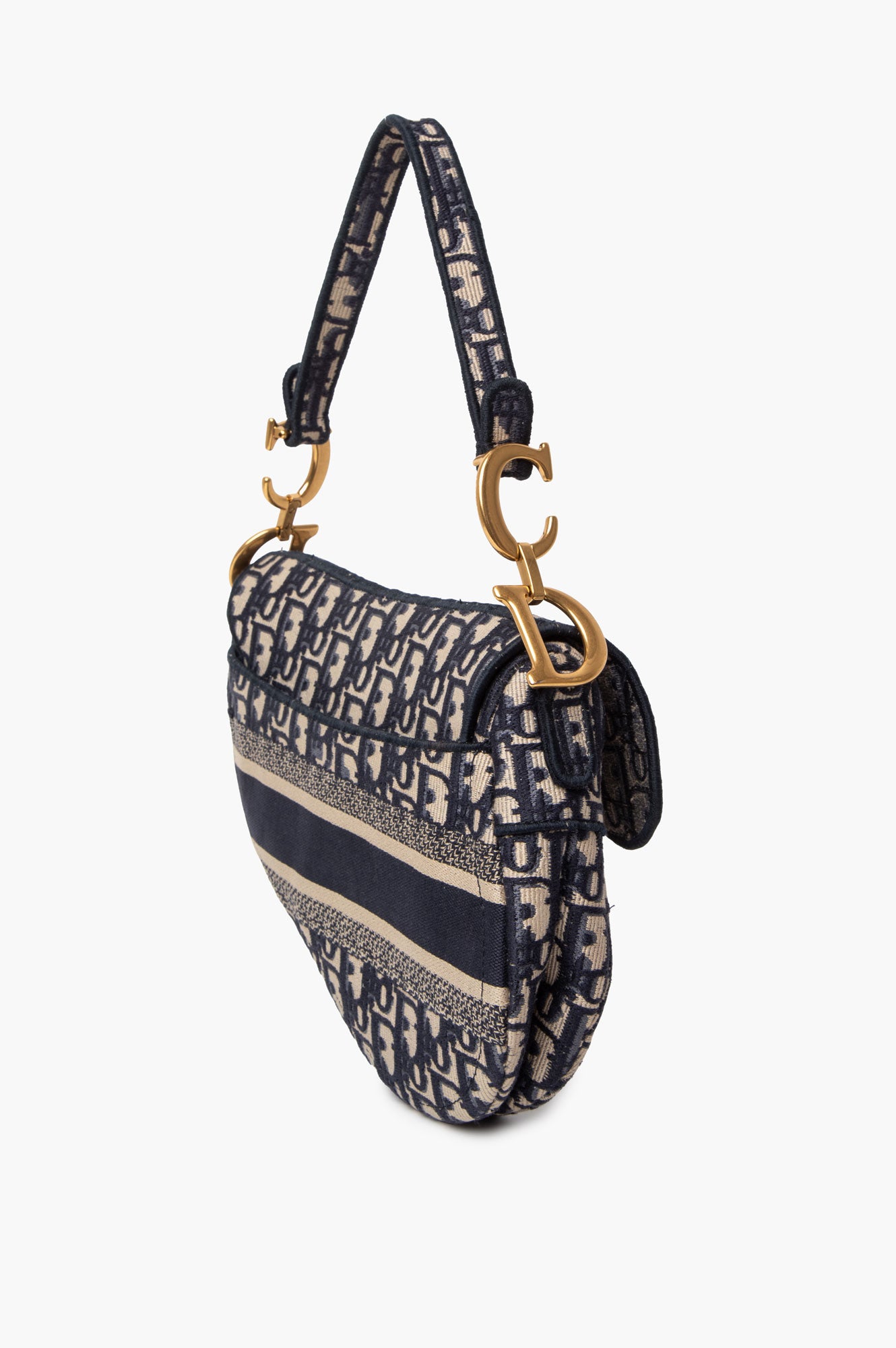 Christian Dior Blue Oblique Medium Saddle Bag
