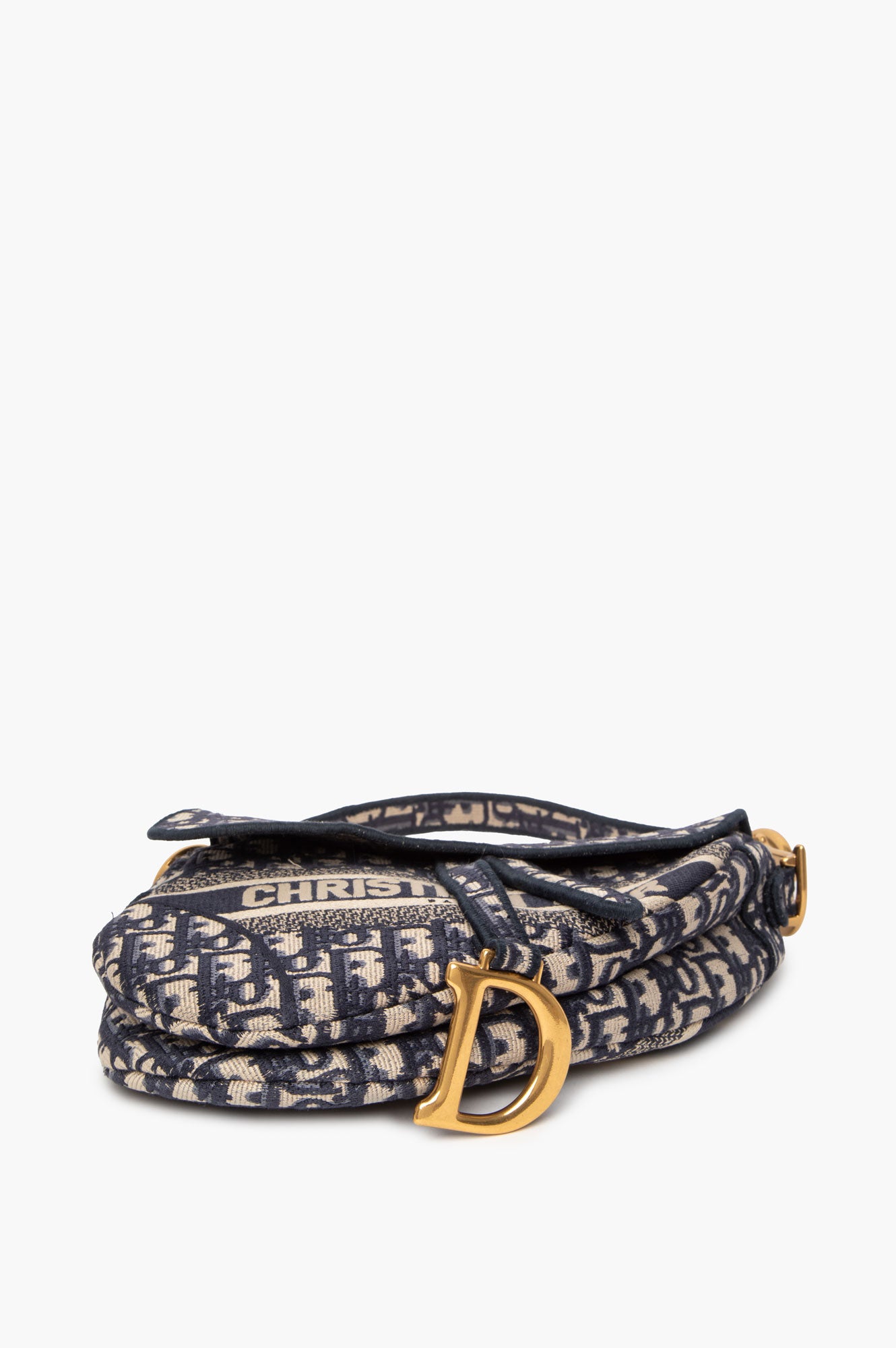 Christian Dior Blue Oblique Medium Saddle Bag