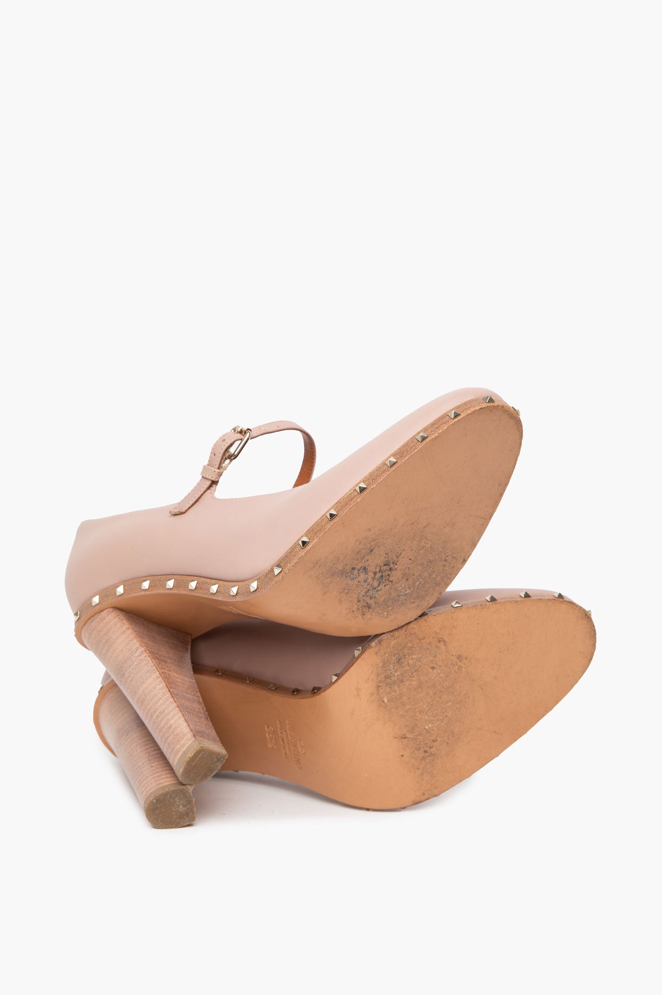 Valentino Dusty Rose Leather Soul Rockstud Mary Jane Pumps Size 36.5