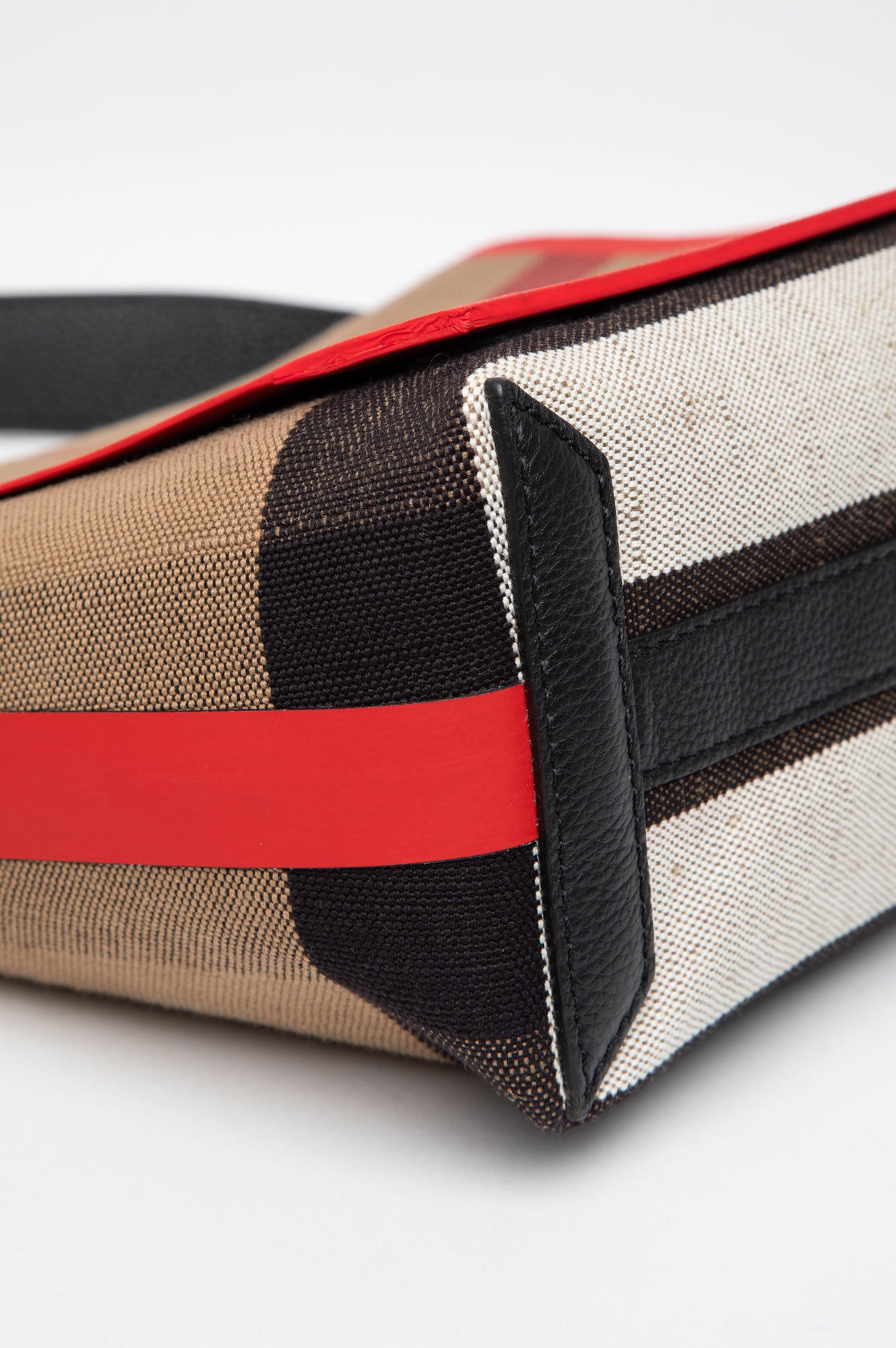 Burberry Red Taped Canvas Mega Check Messenger Bag
