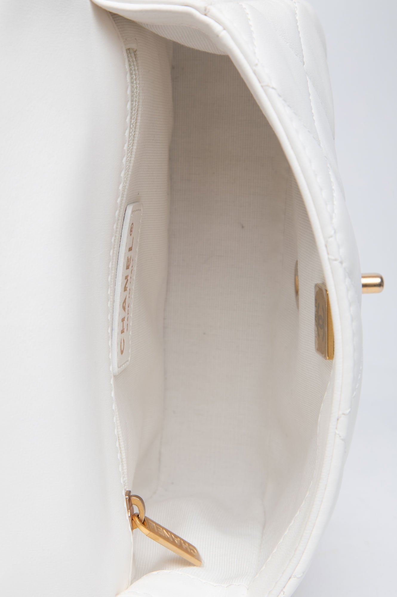 Chanel White Calfskin Small Dynasty Flap Bag
