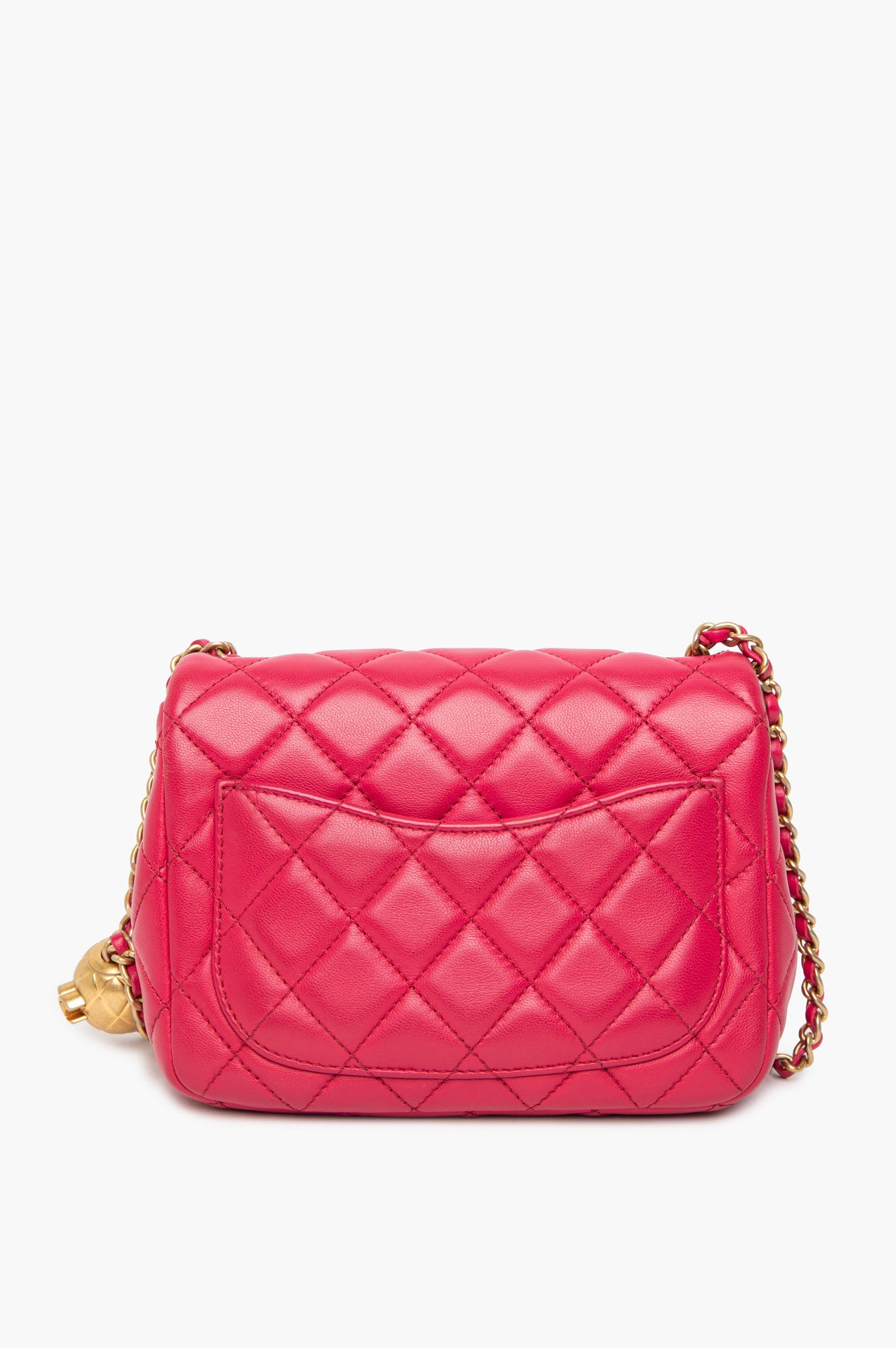 Chanel Pink Lambskin Mini Square Pearl Crush Bag