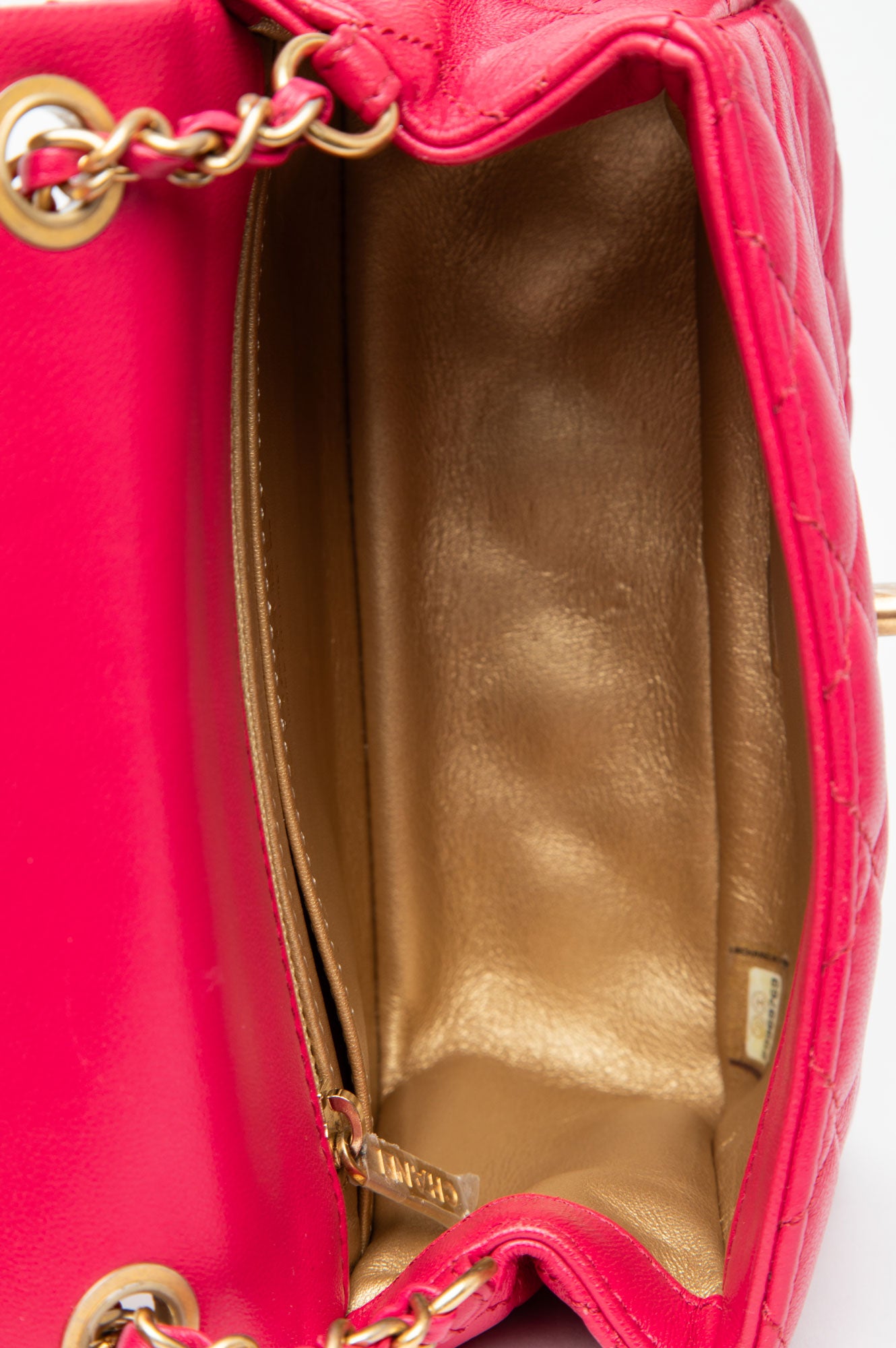 Chanel Pink Lambskin Mini Square Pearl Crush Bag