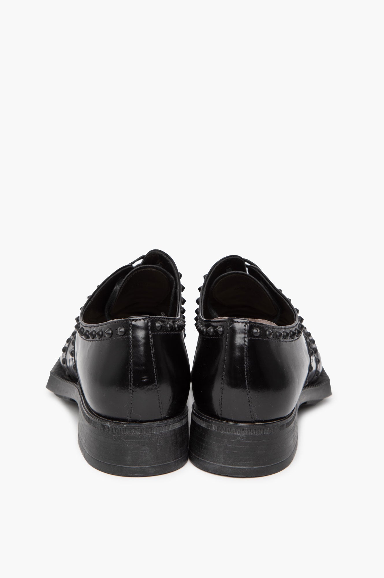 Prada Black Leather Studded Oxford Brogues Size 37