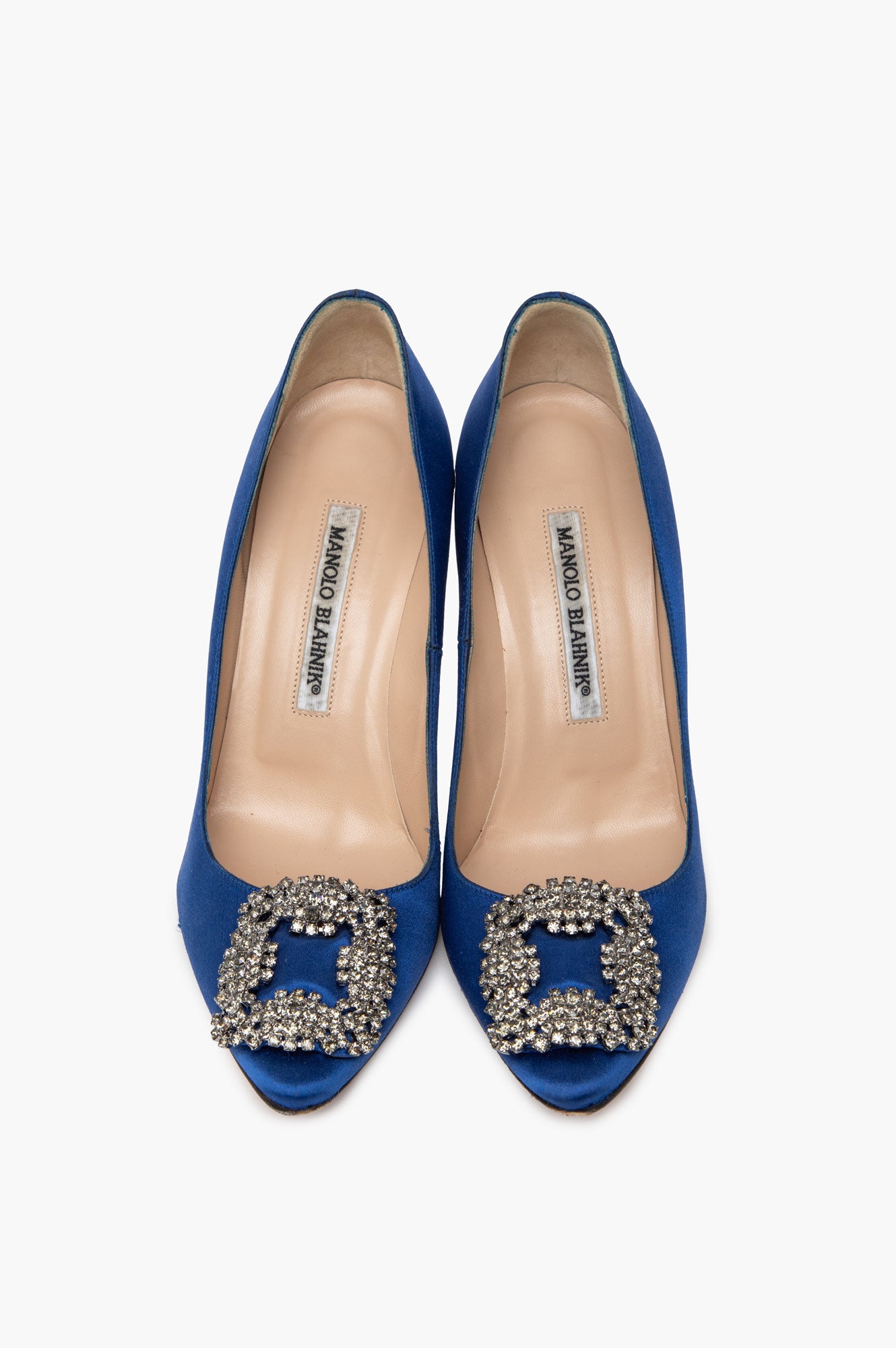 Manolo Blahnik Blue Satin Hangisi Pumps Size 36.5