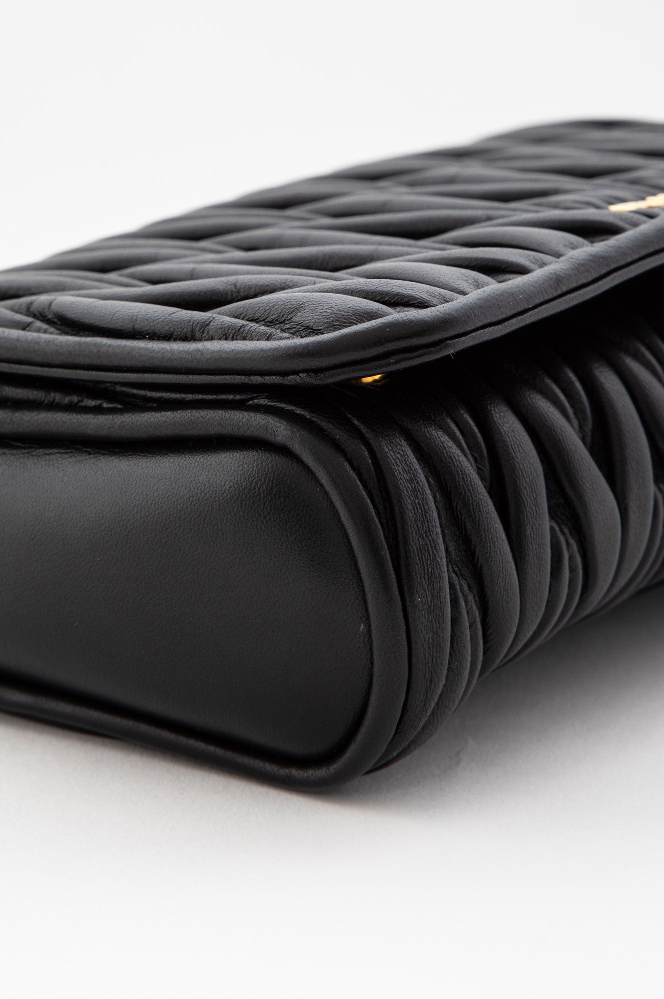 Miu Miu Black Nappa Leather Matelassé Crossbody Bag