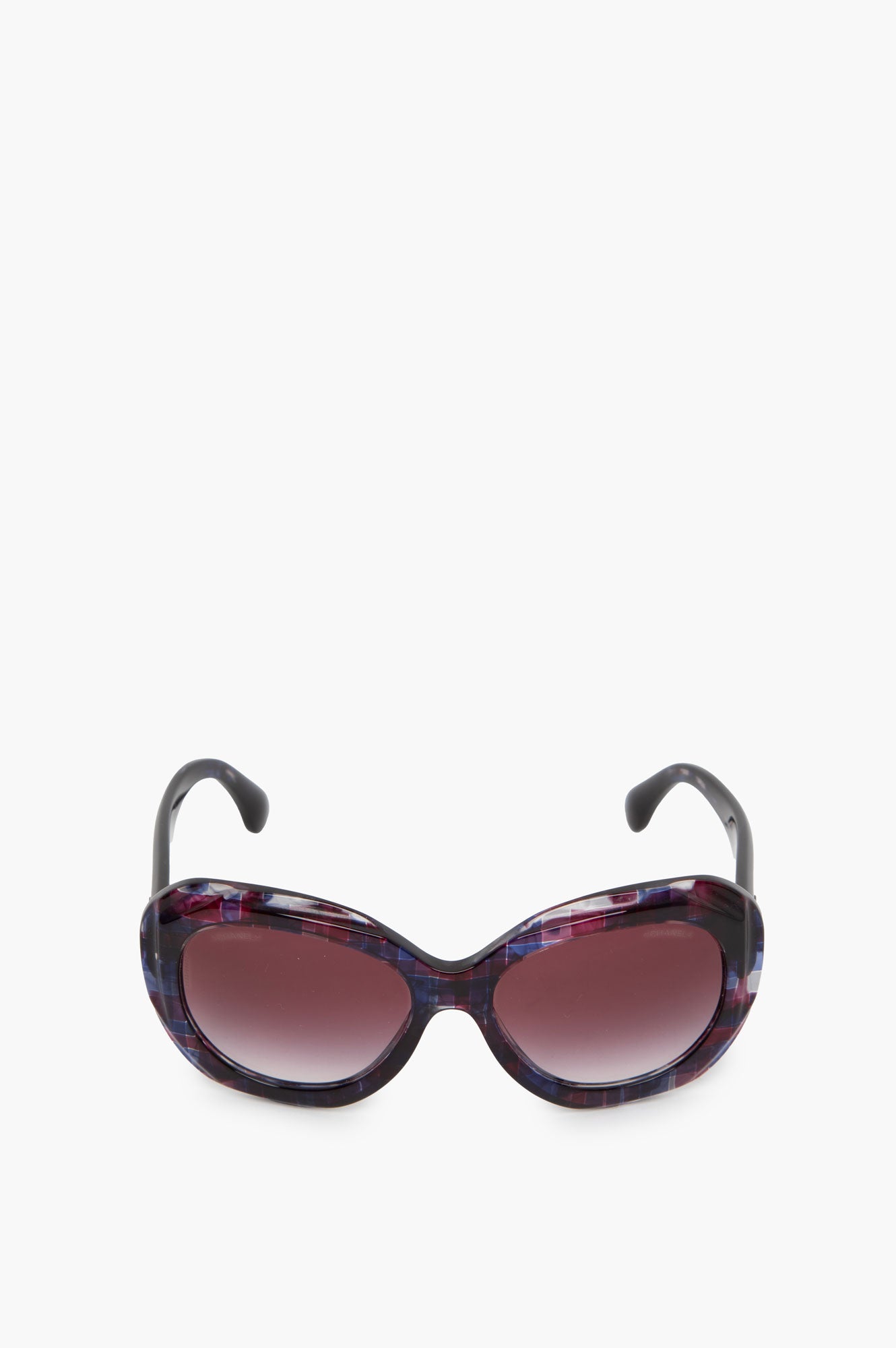 Chanel CC Purple Blue Check Gradient Sunglasses