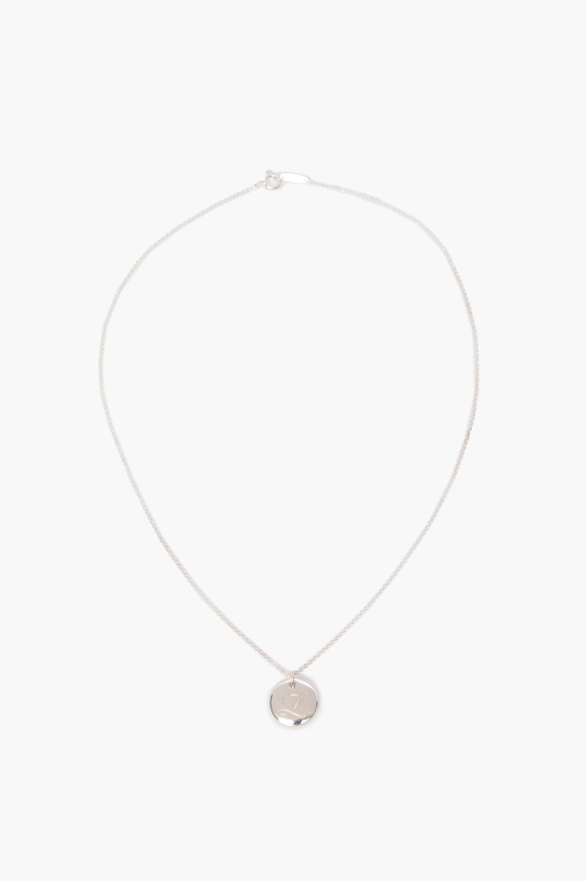 Tiffany & Co. Sterling Silver "L" Initial Pendant Necklace