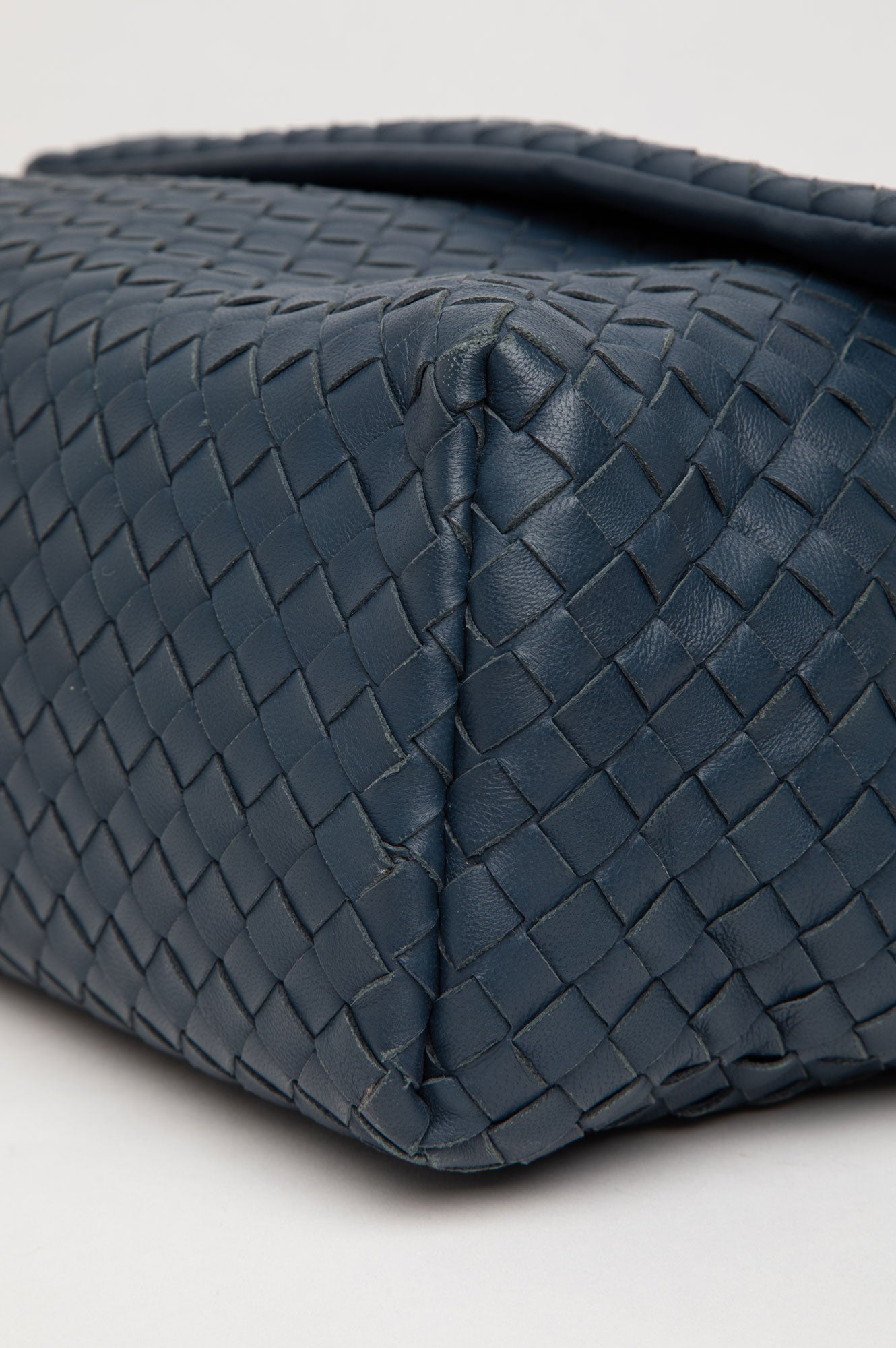 Bottega Veneta Blue Nappa Leather Intrecciato Shoulder Bag