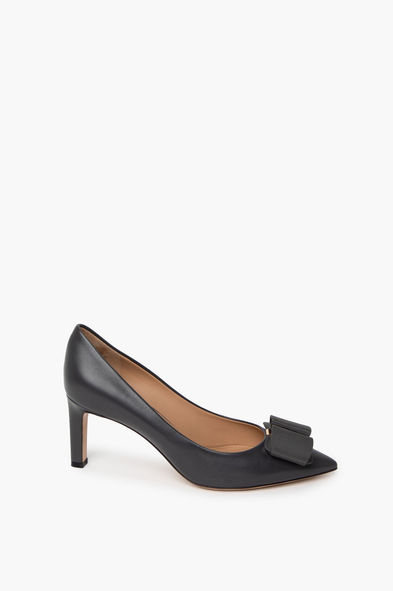 Salvatore Ferragamo Black Mimi Leather Bow Pumps Size 37