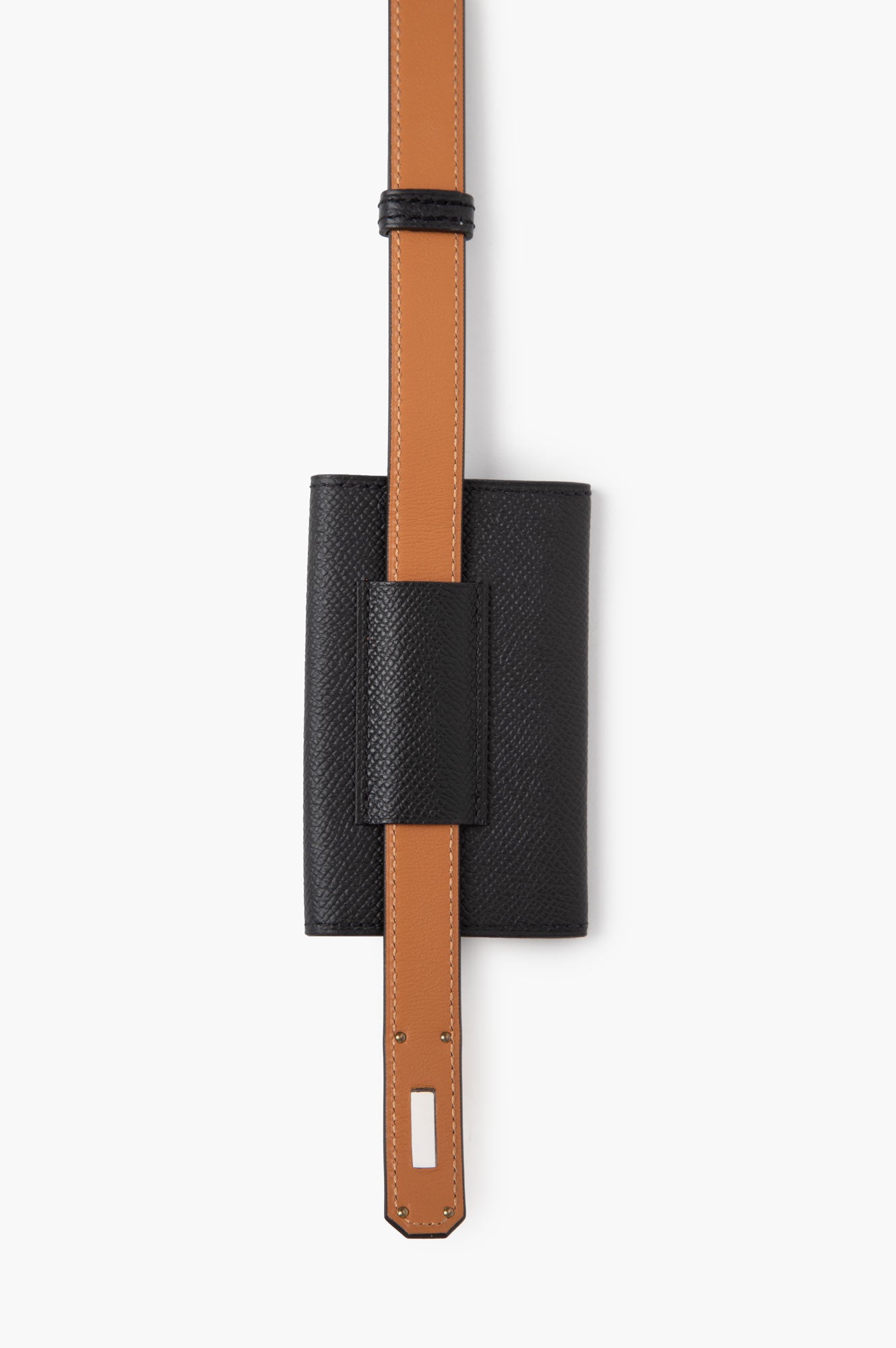 Kelly Black Pocket 18 Belt Epsom Leather with Gold Hardware