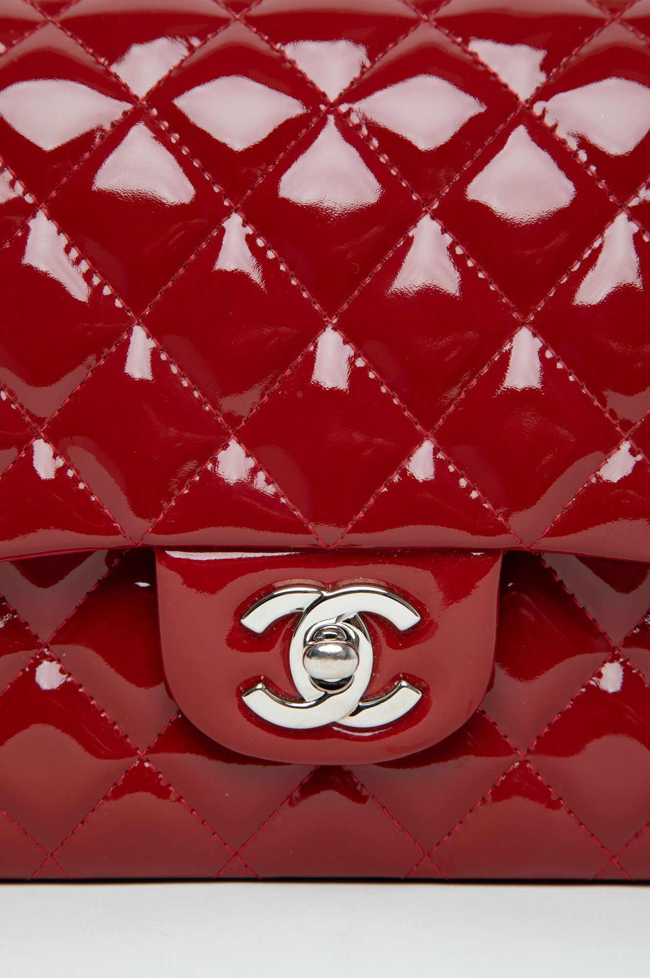 Chanel Red Patent Leather Classic Flap Medium