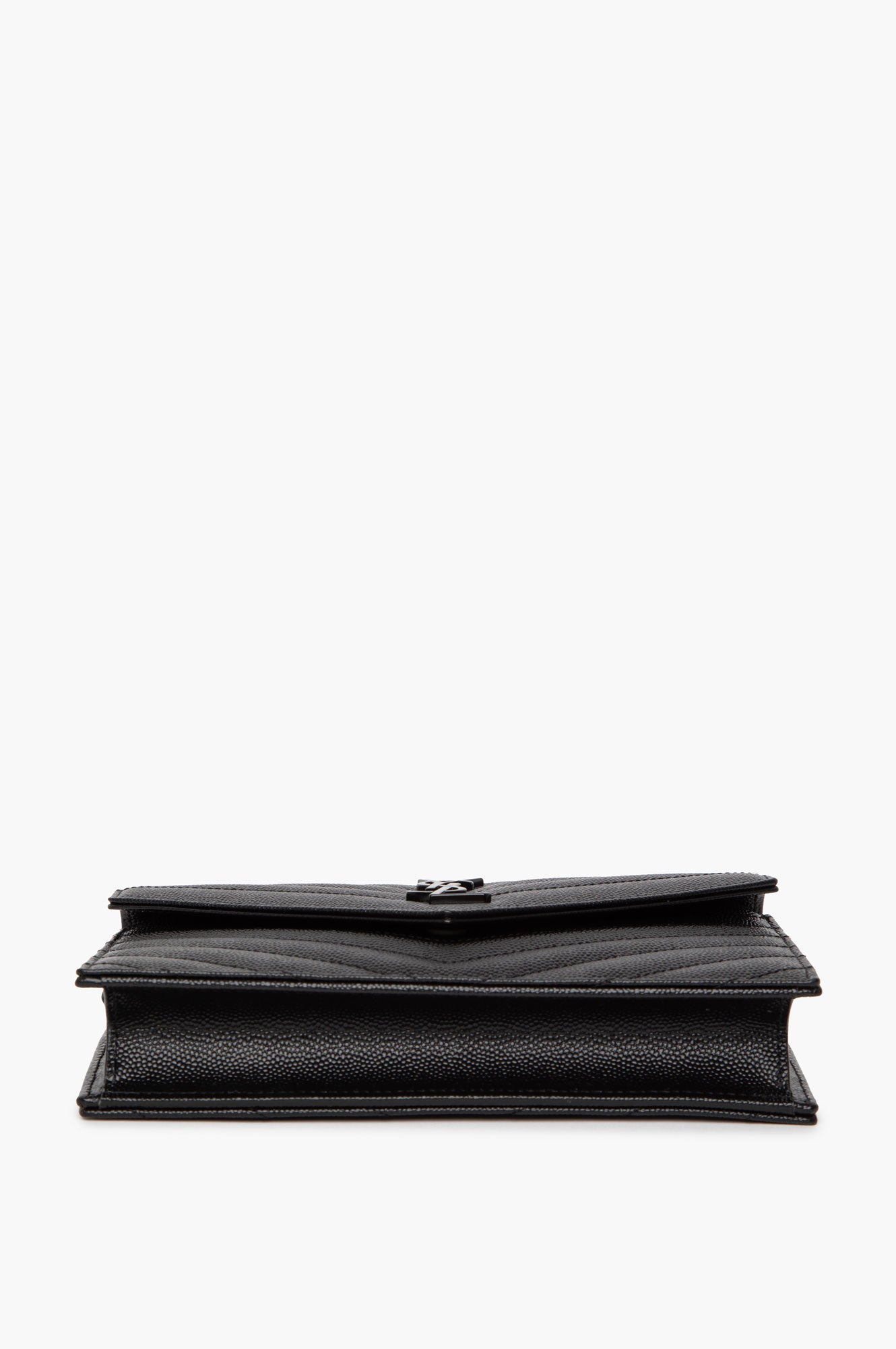 Saint Laurent Black Cassandre Envelope Chain Wallet