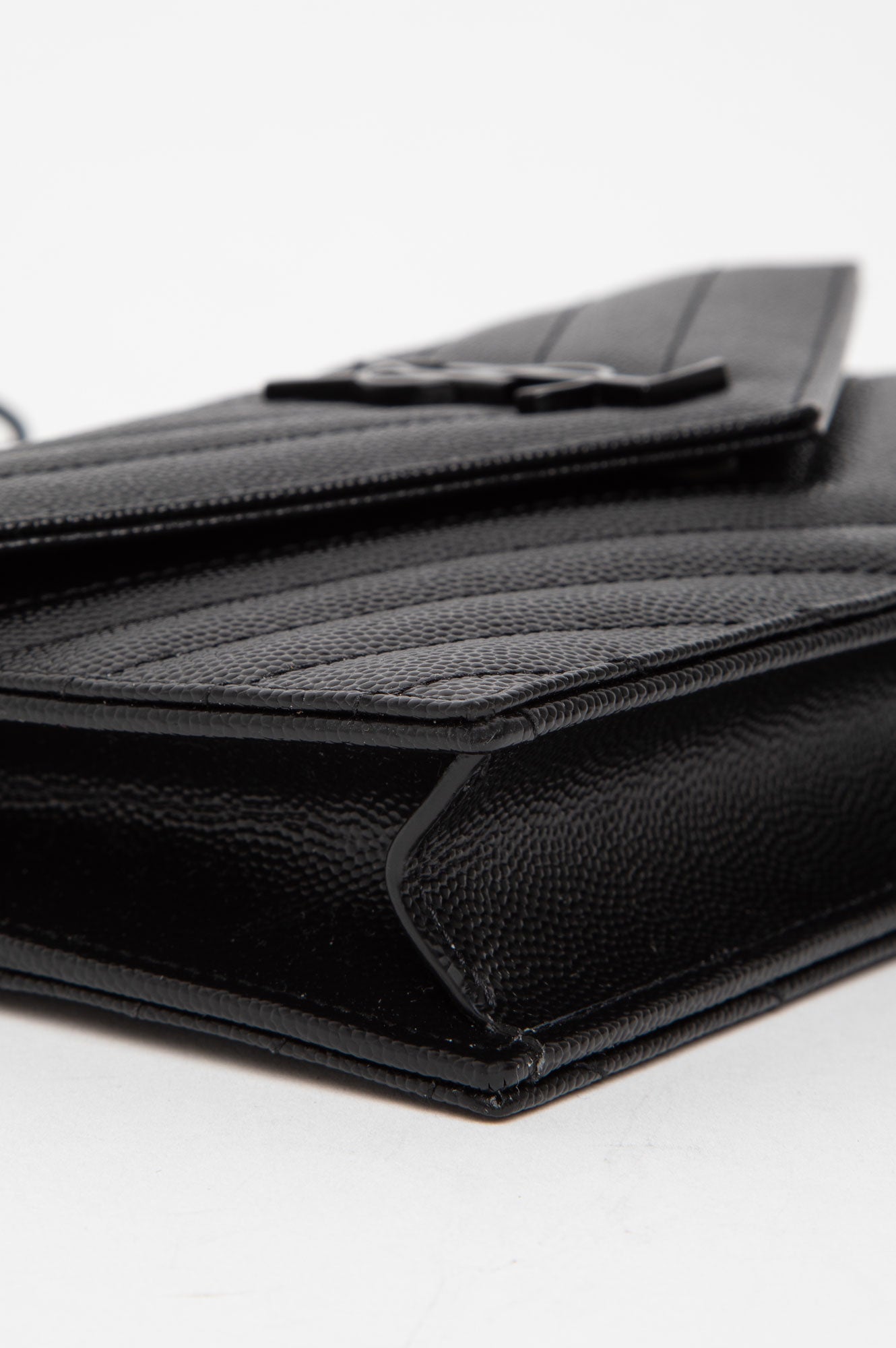 Saint Laurent Black Cassandre Envelope Chain Wallet