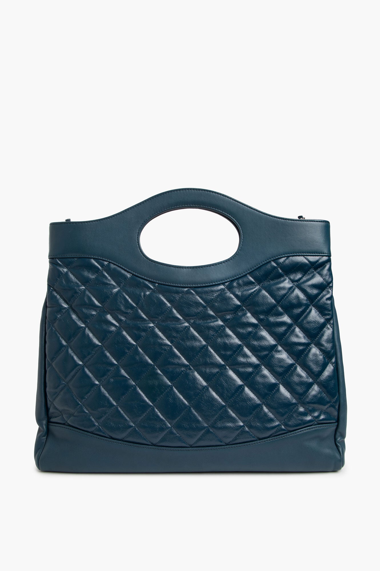 Chanel Navy Quilted Aged Calfskin Large 31 Shopping Tote Bag