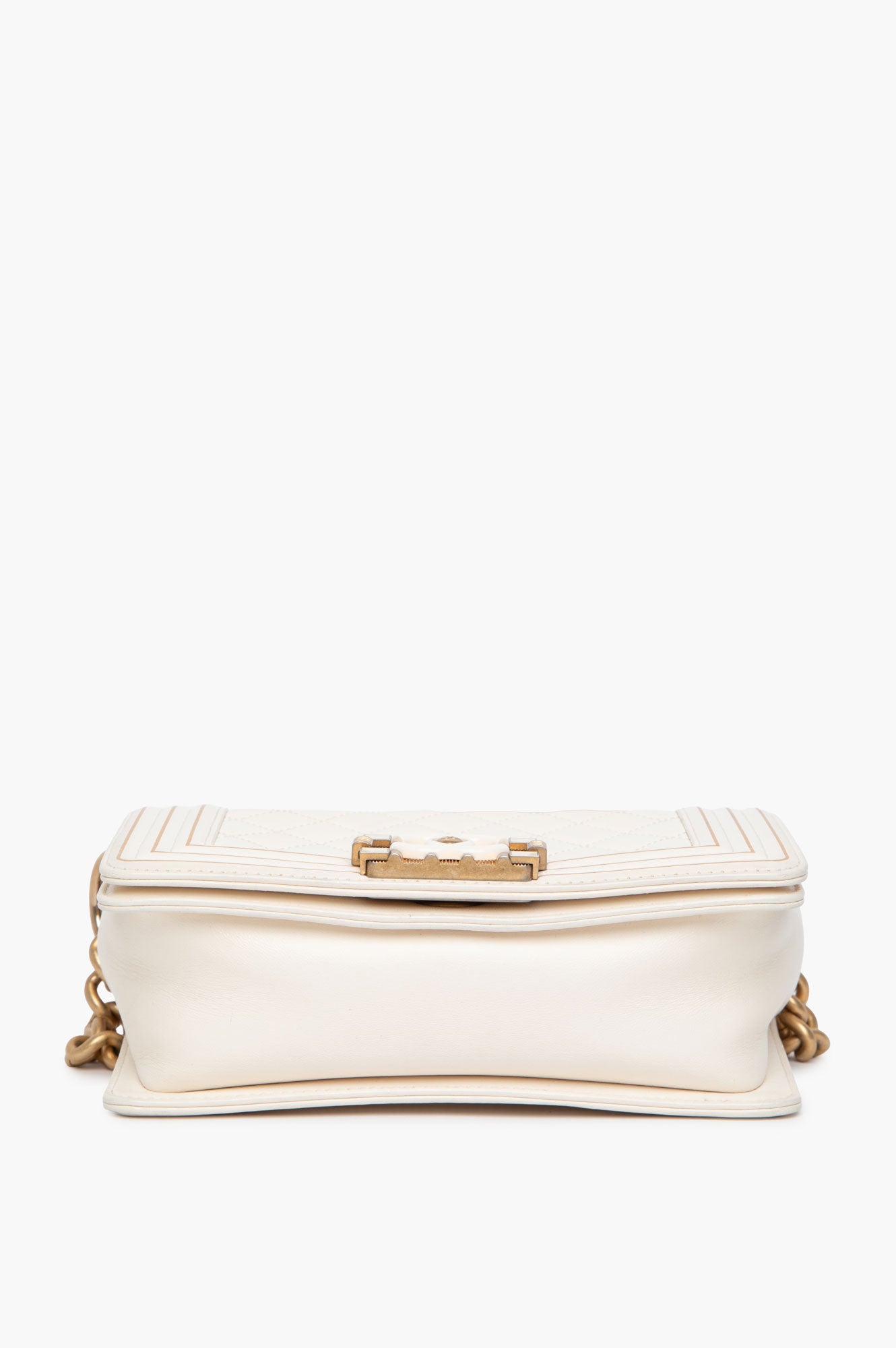 Chanel Le Boy White Smooth Calf Leather Top Handle Bag