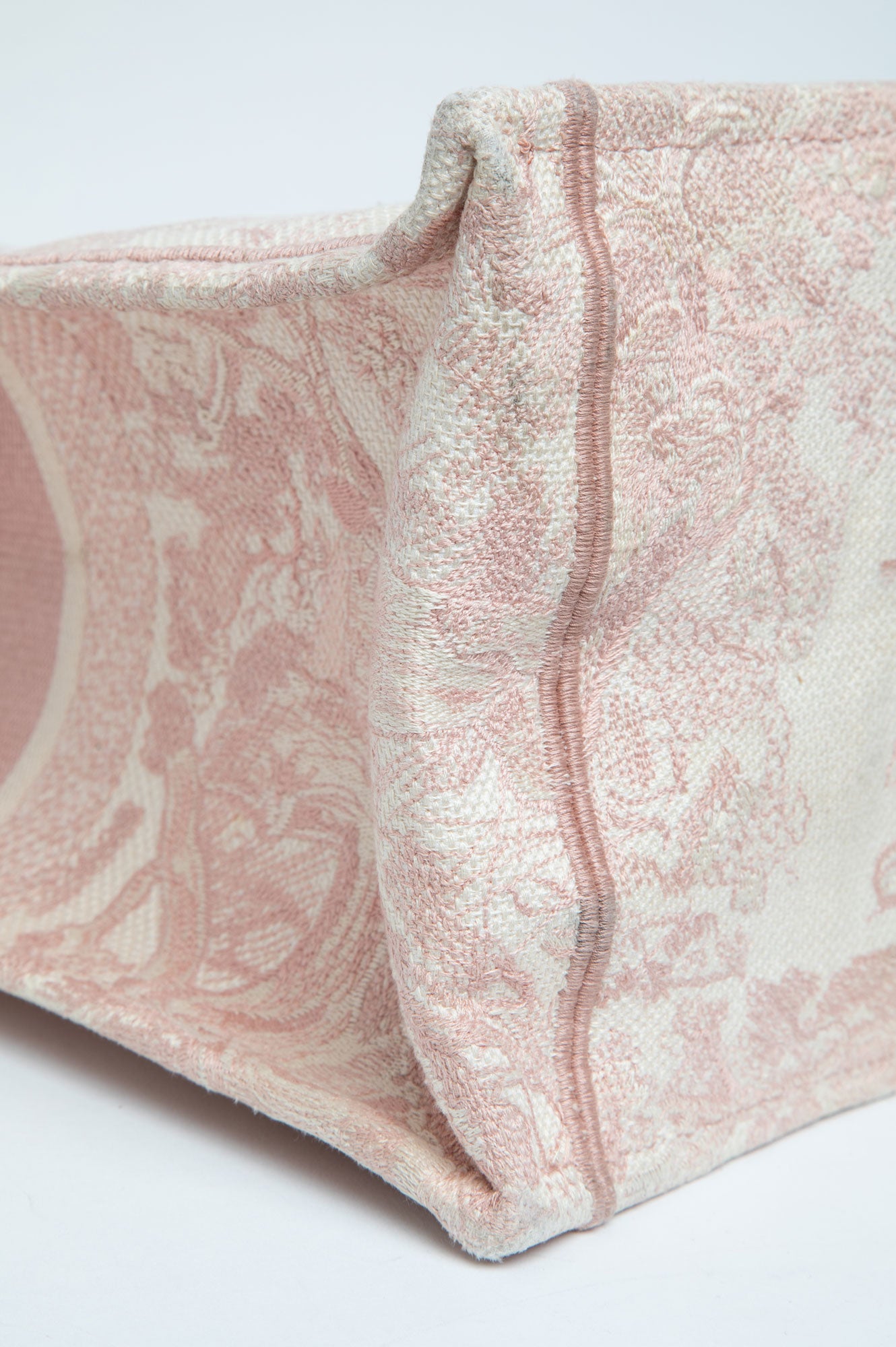 Christian Dior Large Book Tote Ecru and Pink Toile de Jouy Embroidery
