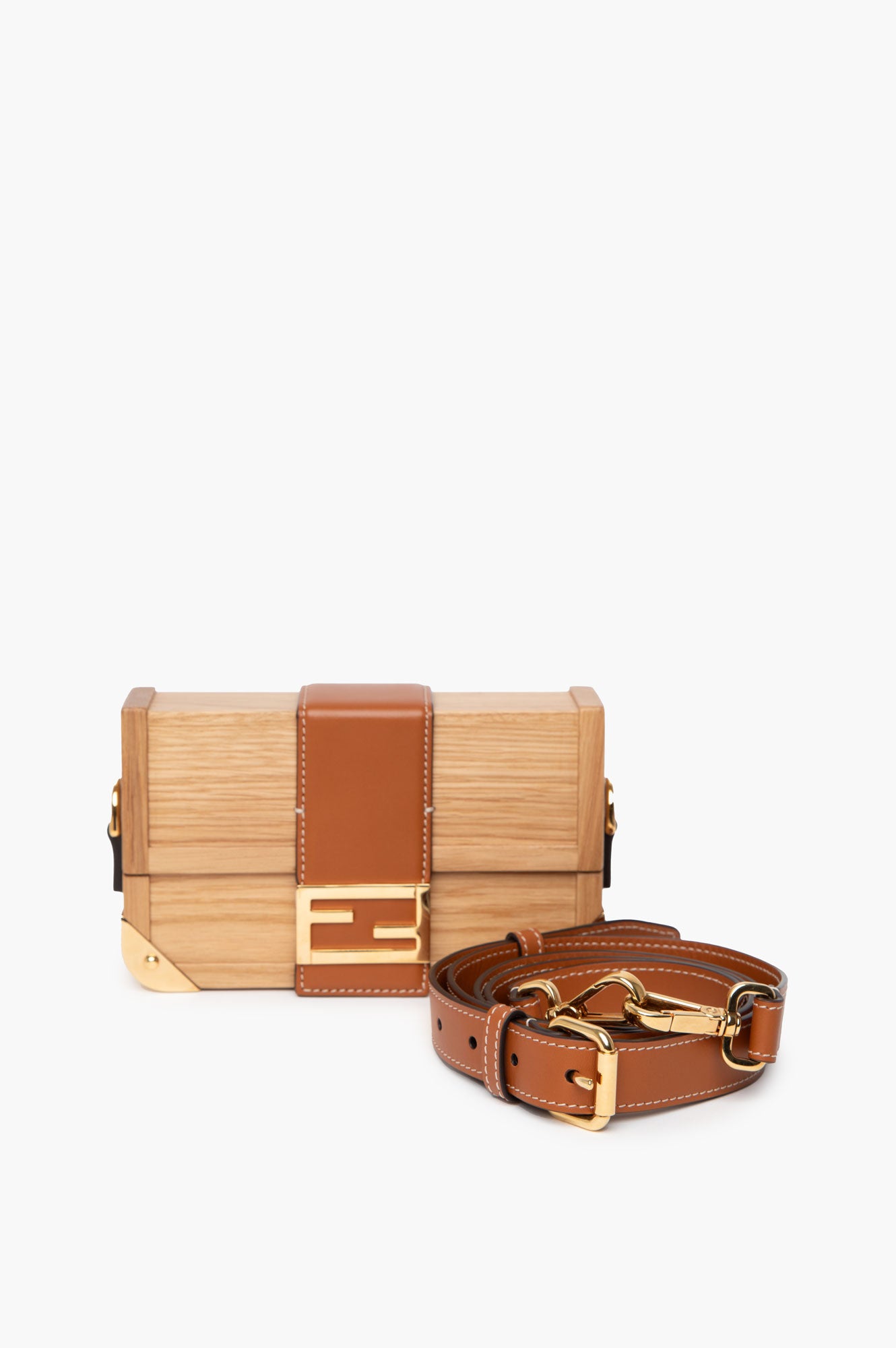 Fendi Wood Mini Baguette Trunk Bag