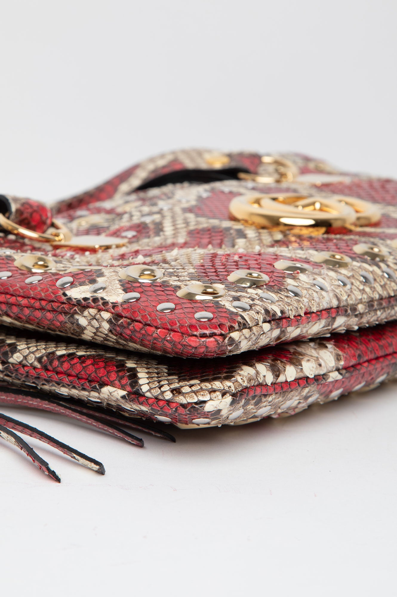 Gucci Red Snakeskin Arli Top Handle Bag