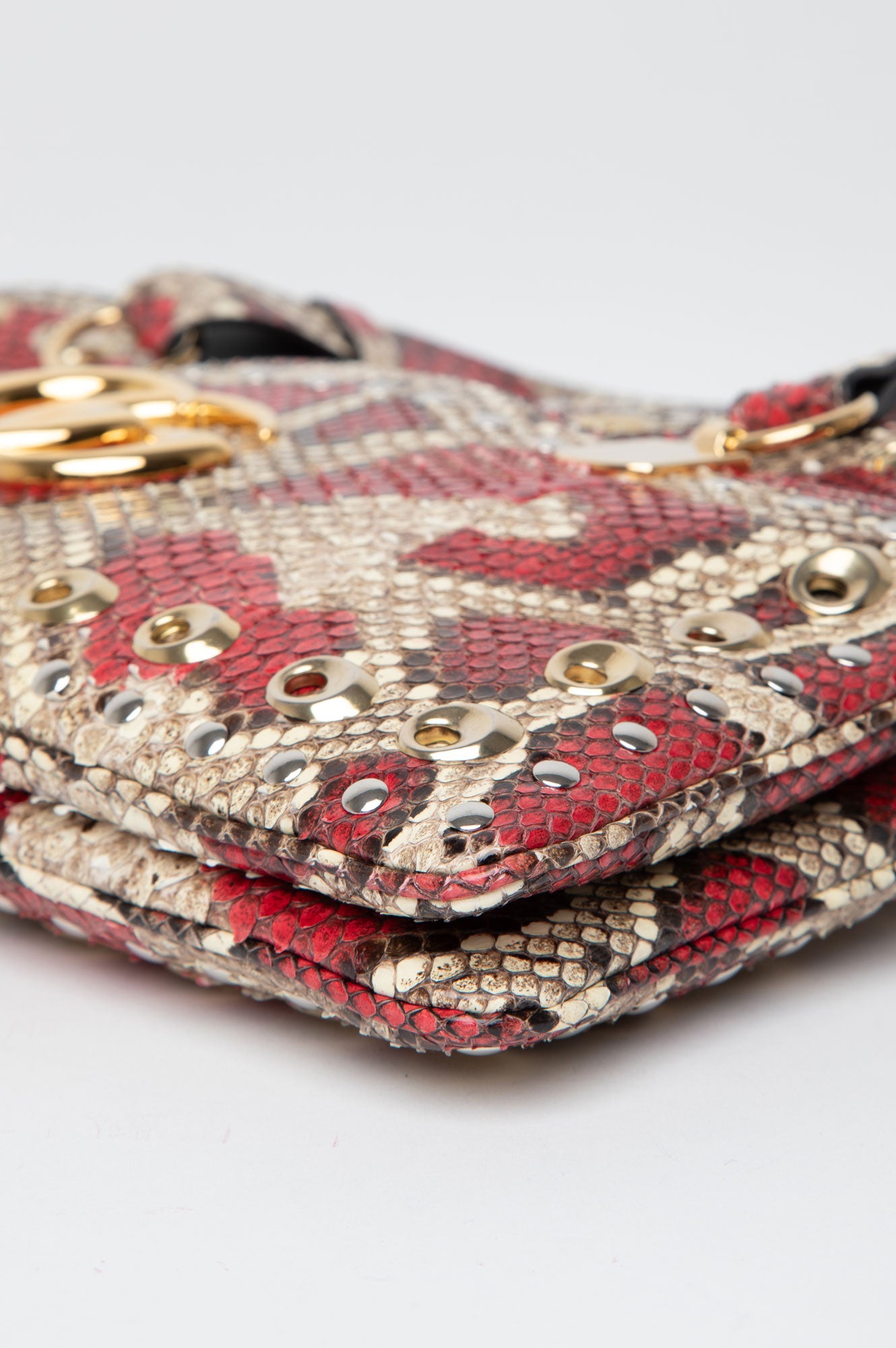 Gucci Red Snakeskin Arli Top Handle Bag