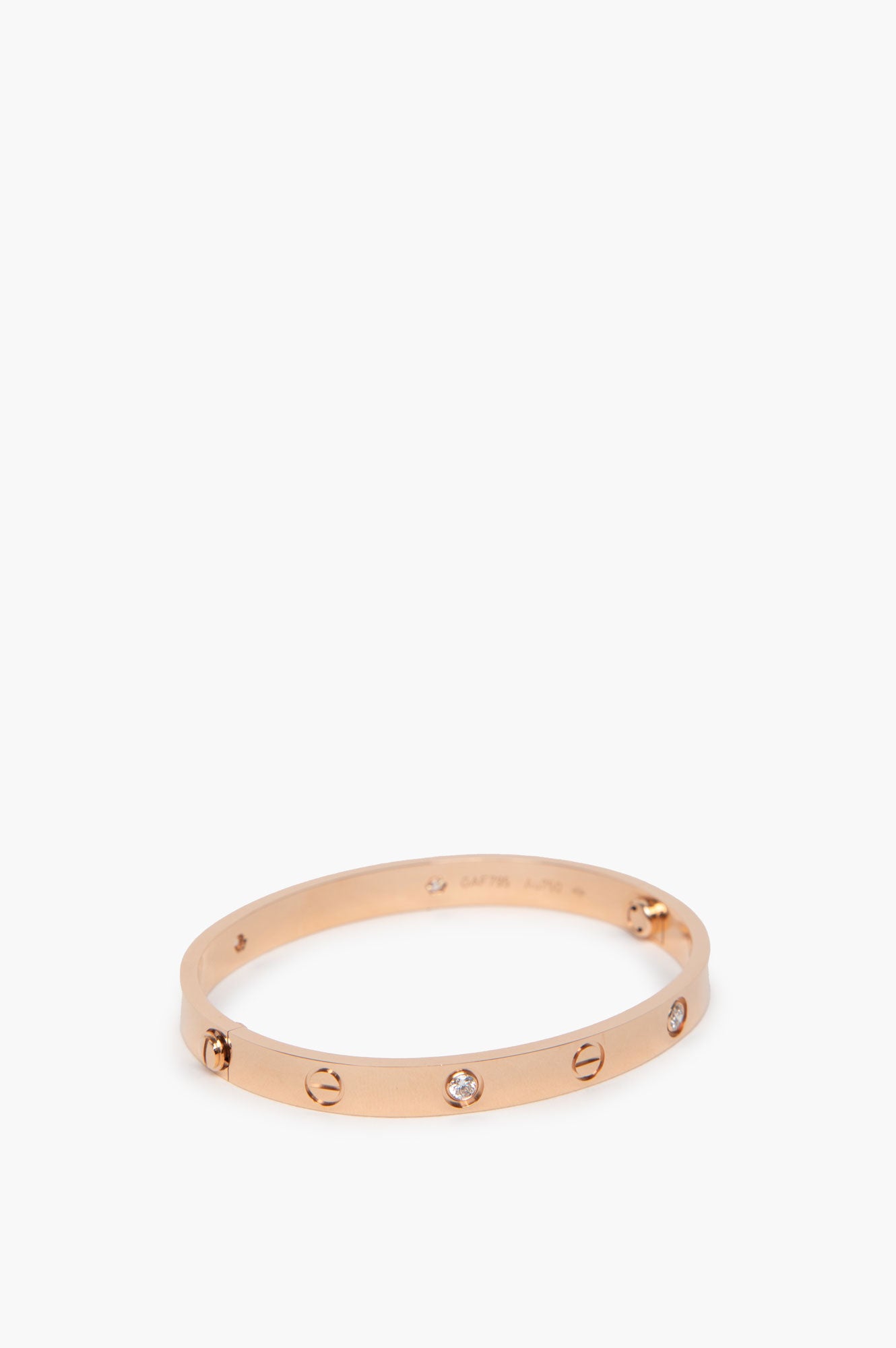 Cartier Rose Gold 4 Diamonds Love Bracelet Classic Model Size 17