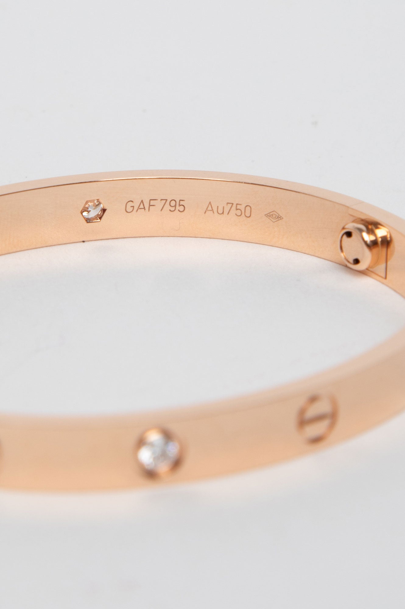 Cartier Rose Gold 4 Diamonds Love Bracelet Classic Model Size 17